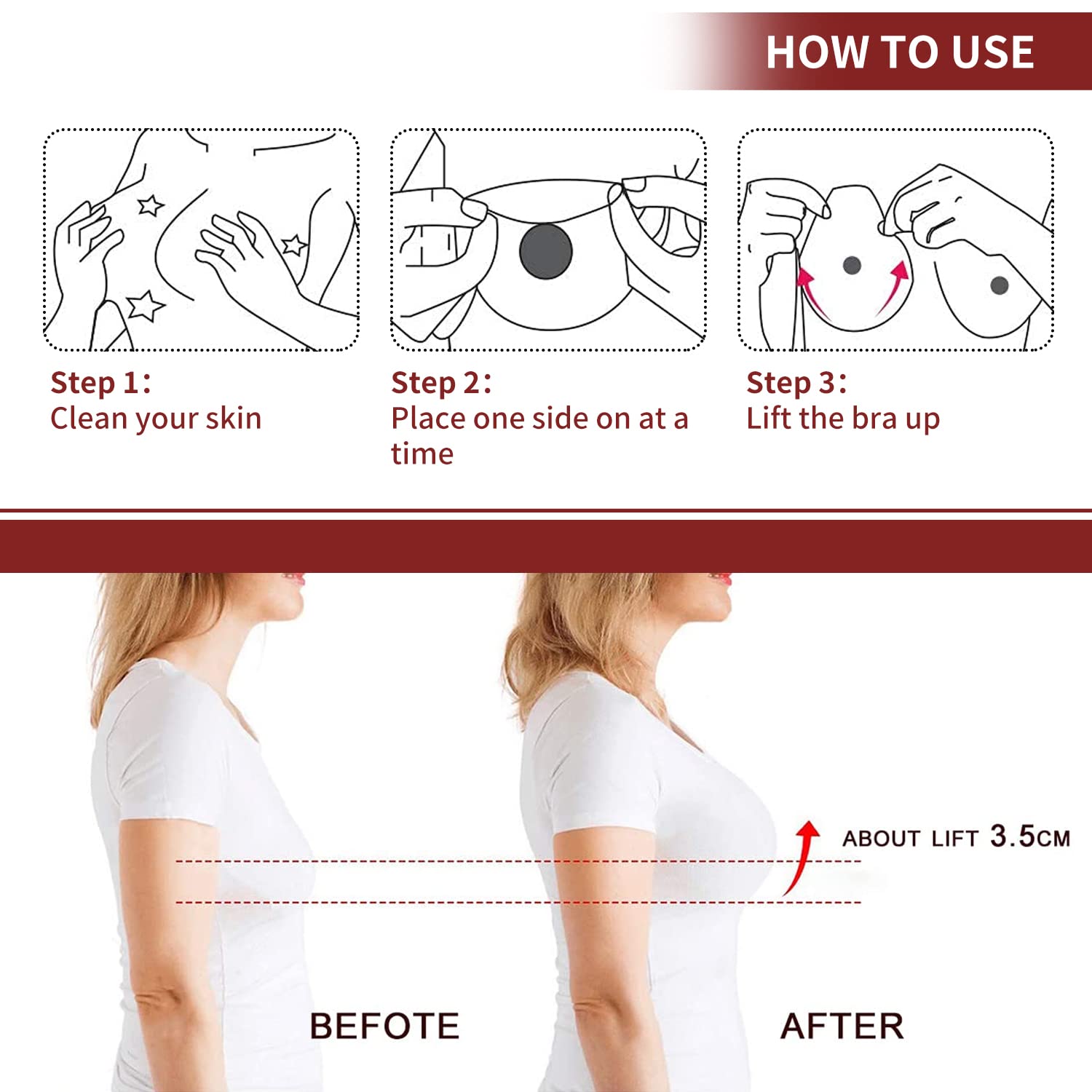 Sujetadores para Mujer, Sujetador Invisible Reutilizable Adhesivo Push Up de Silicona Sin Tirantes para A/B