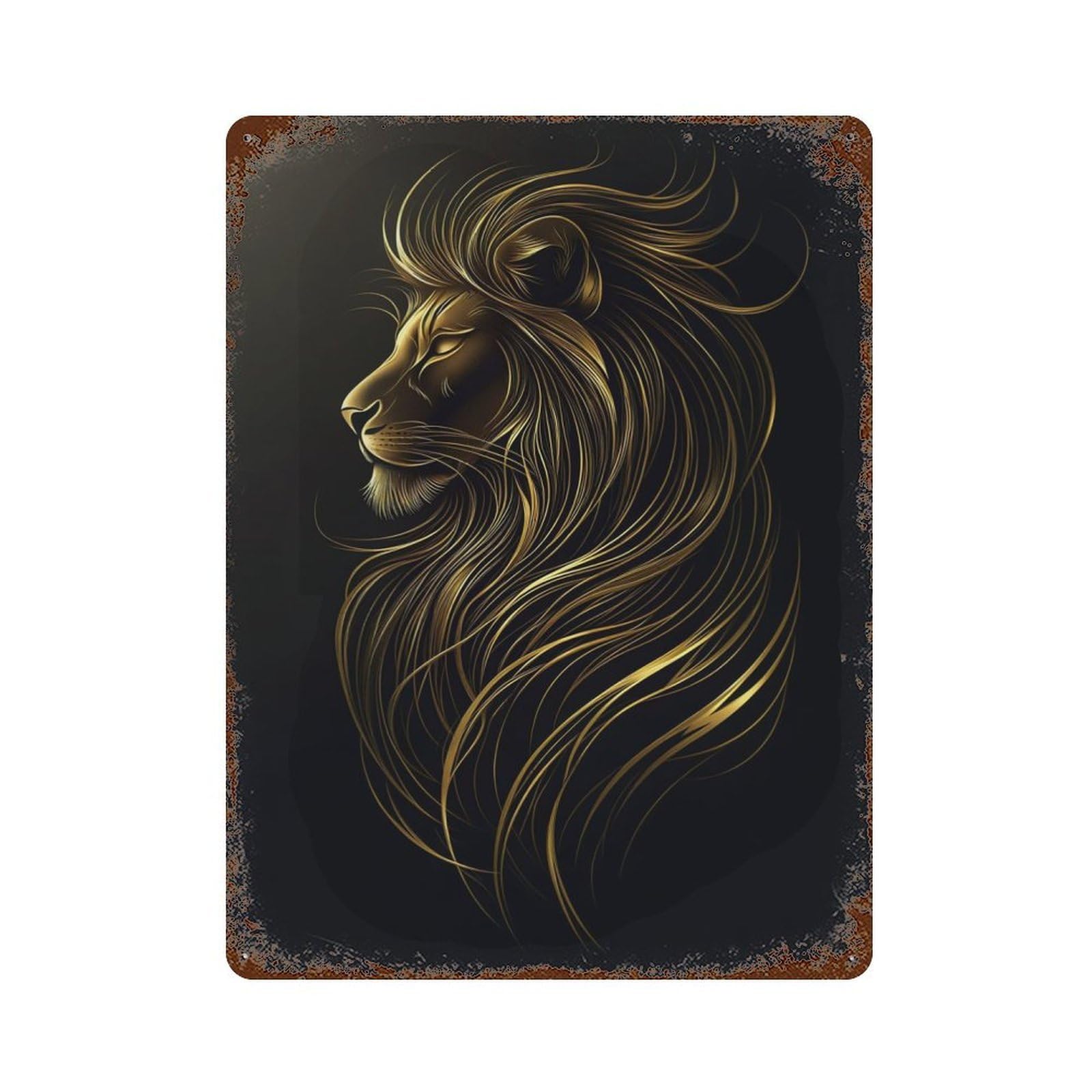 Golden Lion Majesty Decorative Tin Sign 15.7"x11.8", for Bistro, Counter And Cafe Decor, Retro Wall Decor
