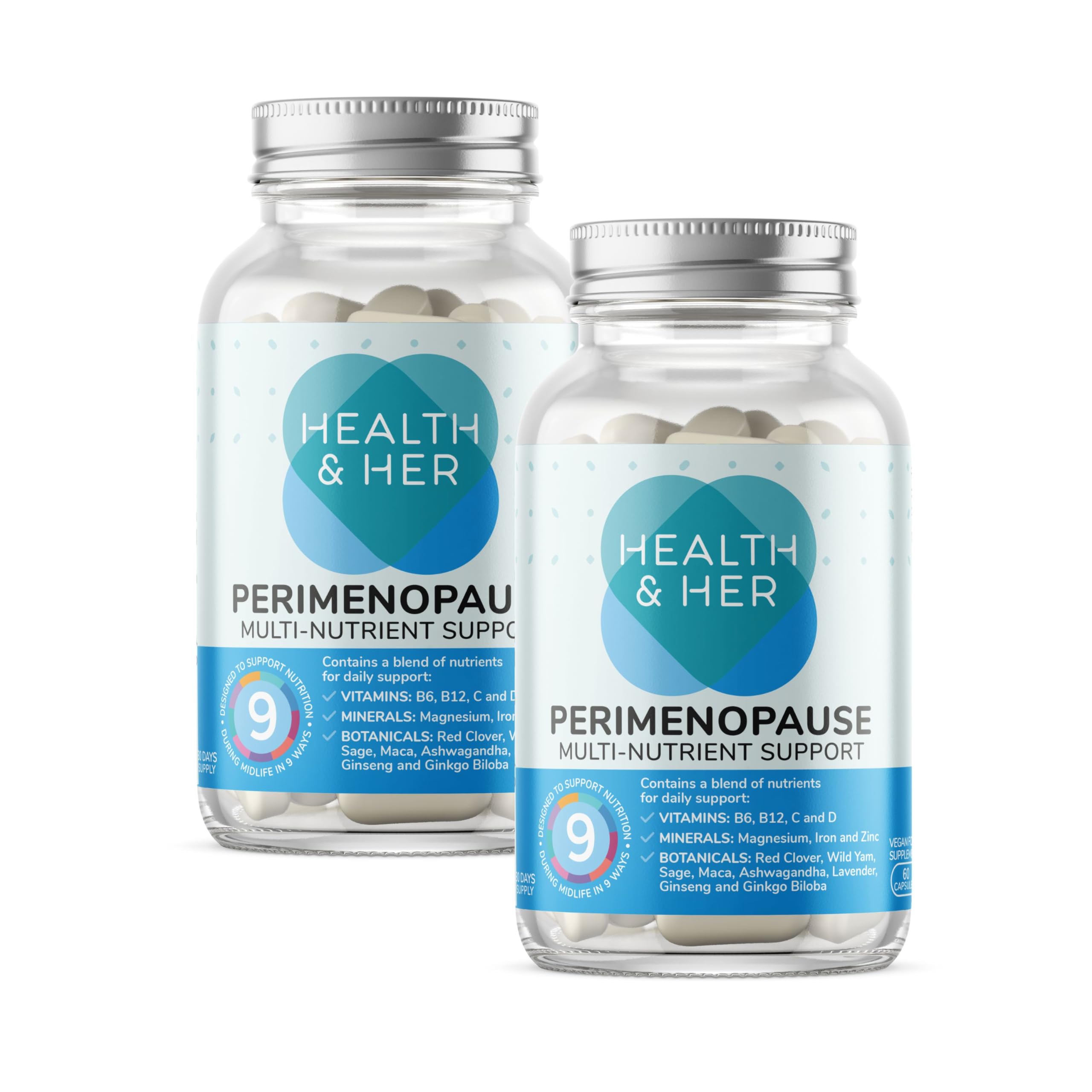 Sponsored Ad – Health & Her Perimenopause Supplements for Women - Wellbeing Support for The Early Stage of Menopause - 2 Month Supply, 120 Capsules - Vegan & Gluten Free