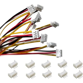 10 Sets Mini Micro JST 1.25 mm 4-Pin Connector with UL1571-26AWG 20 cm Cable Wire and Socket JST 1.25 Connector Kit