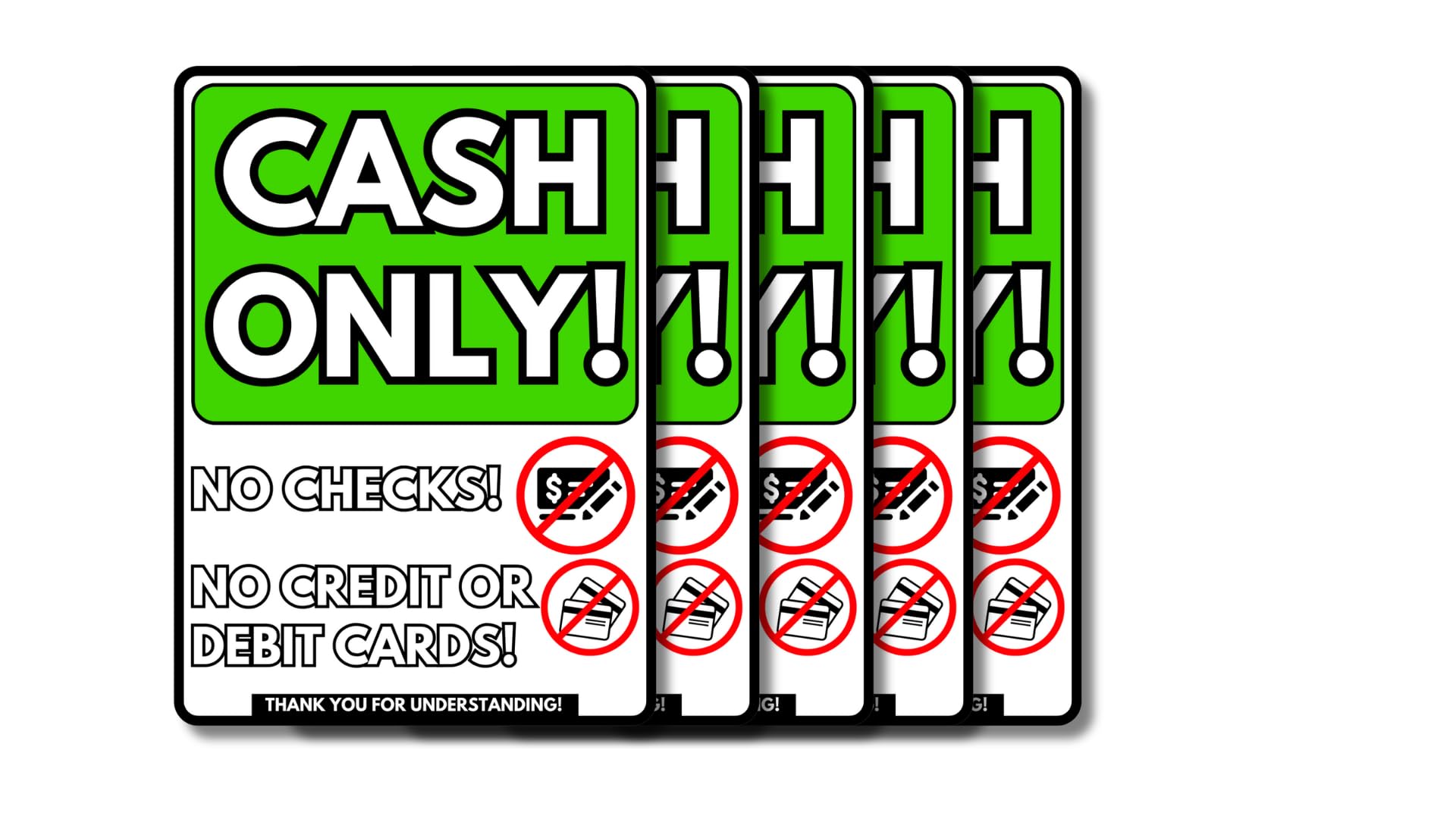 Signalétique Cash Only en vinyle de qualité supérieure pour locaux et bureaux