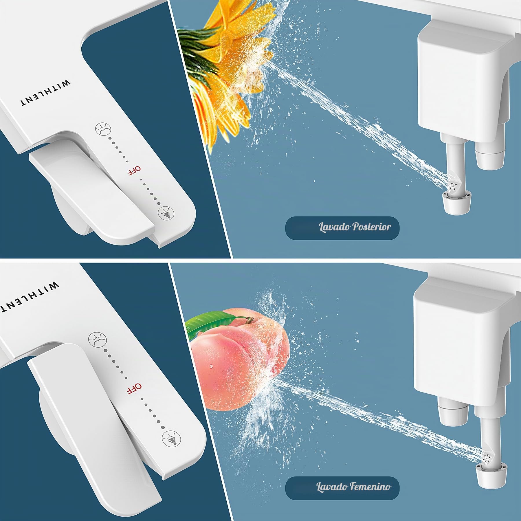 Bidet para WC Bidet para Inodoro No Eléctrico,doble boquilla, accesorio de bidé, ahorro de papel, fácil control, taharet (blanco)