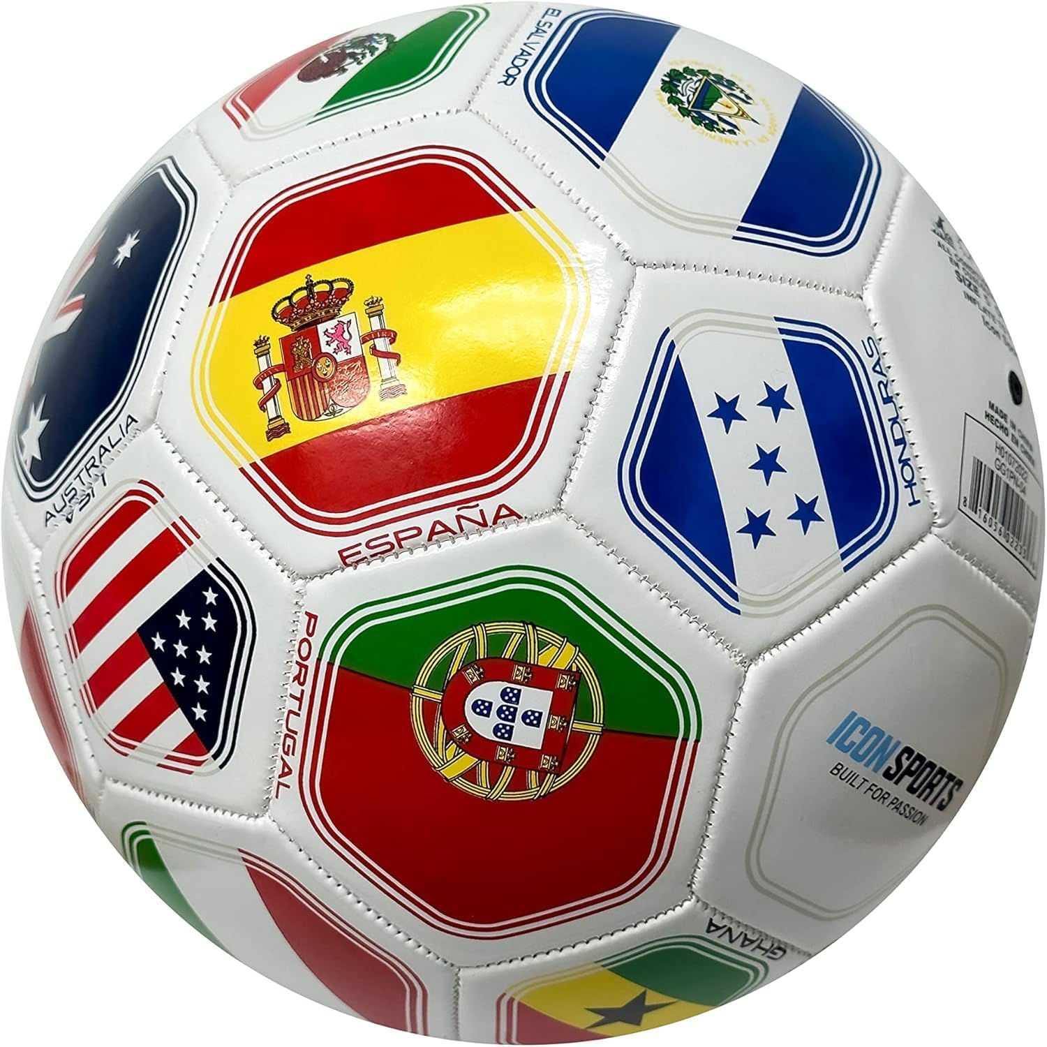 2026 World Flag Country World Flag Training Outdoor Soccer Ball Size 5 Futol Size (Size 5)- White - 2