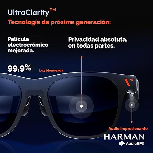 Vista 6 de VITURE Gafas Pro XR/AR, pantalla de 135 pulgadas, 120 Hz, 1000 nits, audio Harman, película electrocrómica, ajustes de miopía, para iPhone Negro