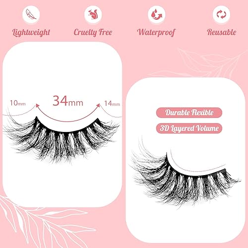 Miniatura 2 de Bsisme Pestañas postizas de imitación esponjosas, pestañas postizas de ojo de gato, pestañas de visón, aspecto natural, racimo, extensión completa,