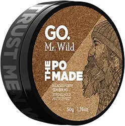 Cera Matte (sem brilho) GO Mr Wild, forte fixação, efeito seco, natural, longa duração, todos os tipos de cabelo, GO Man