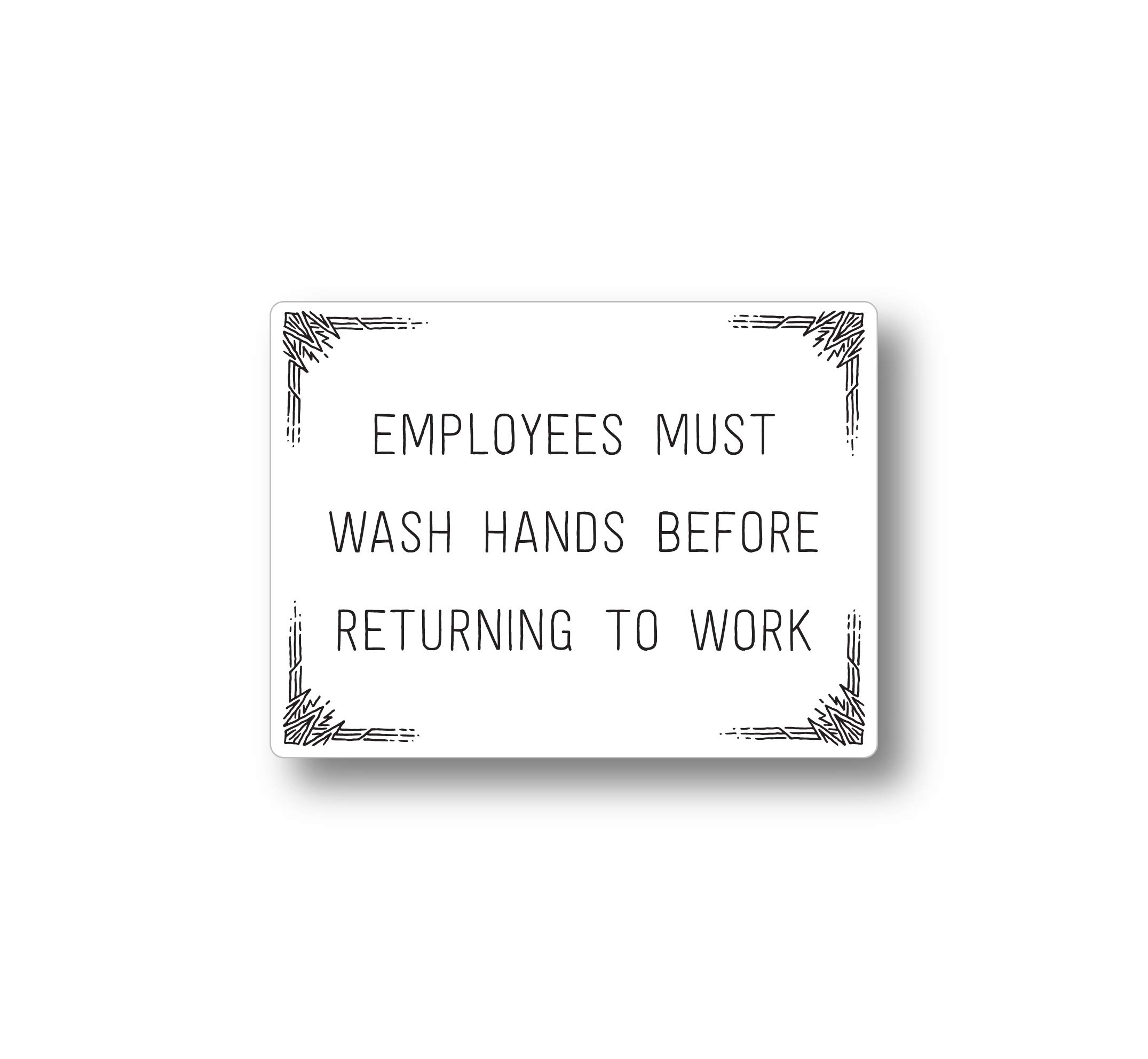 Znak "Employees Must Wash Hands (7,6 x 5,7 cm, biały)