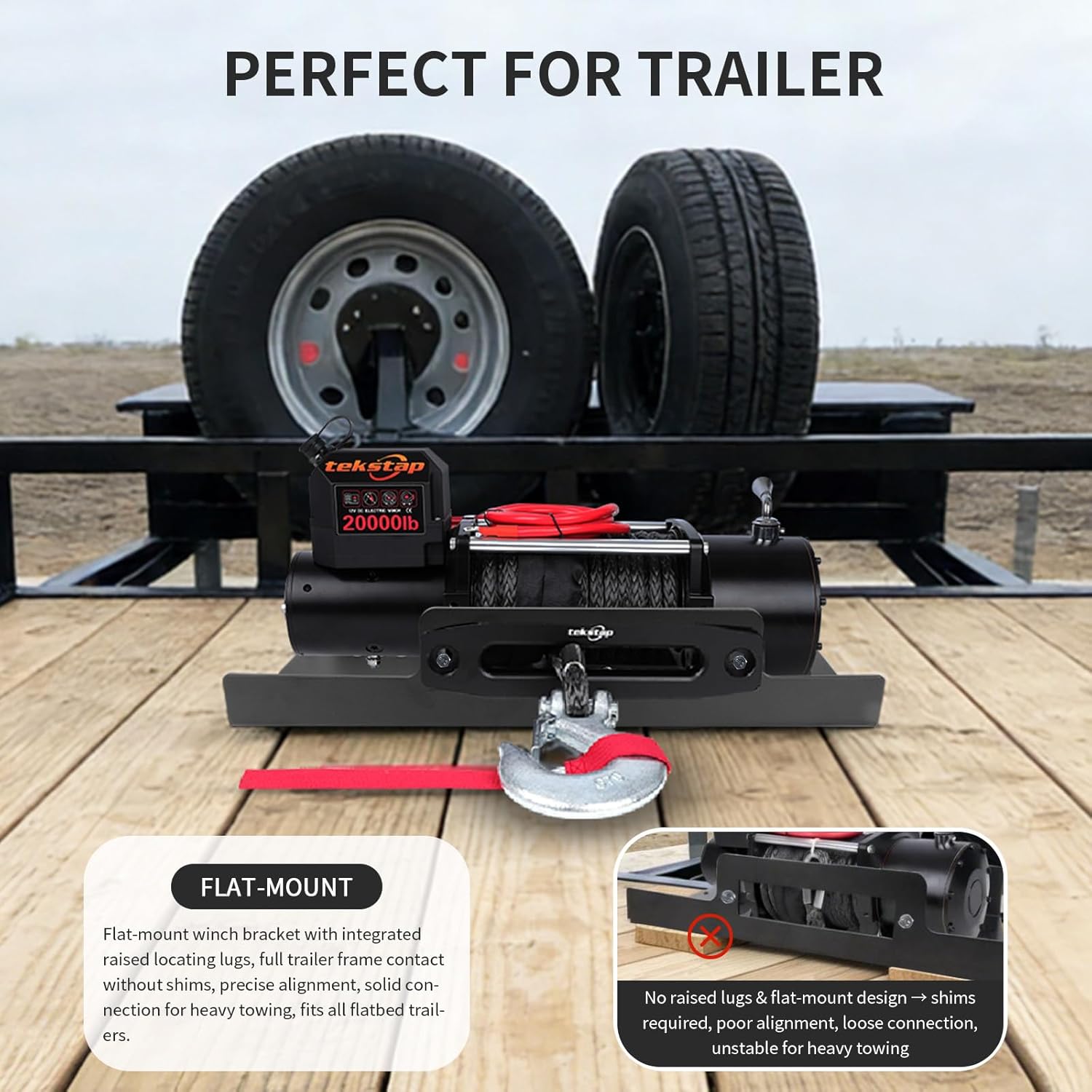 Tekstap Winch Mounting Plate for 15000-20000 LBS Heavy Duty Winch,10" x 4.5" Raised Bolt Pattern,Compatible with Truck/SUV/Trailer