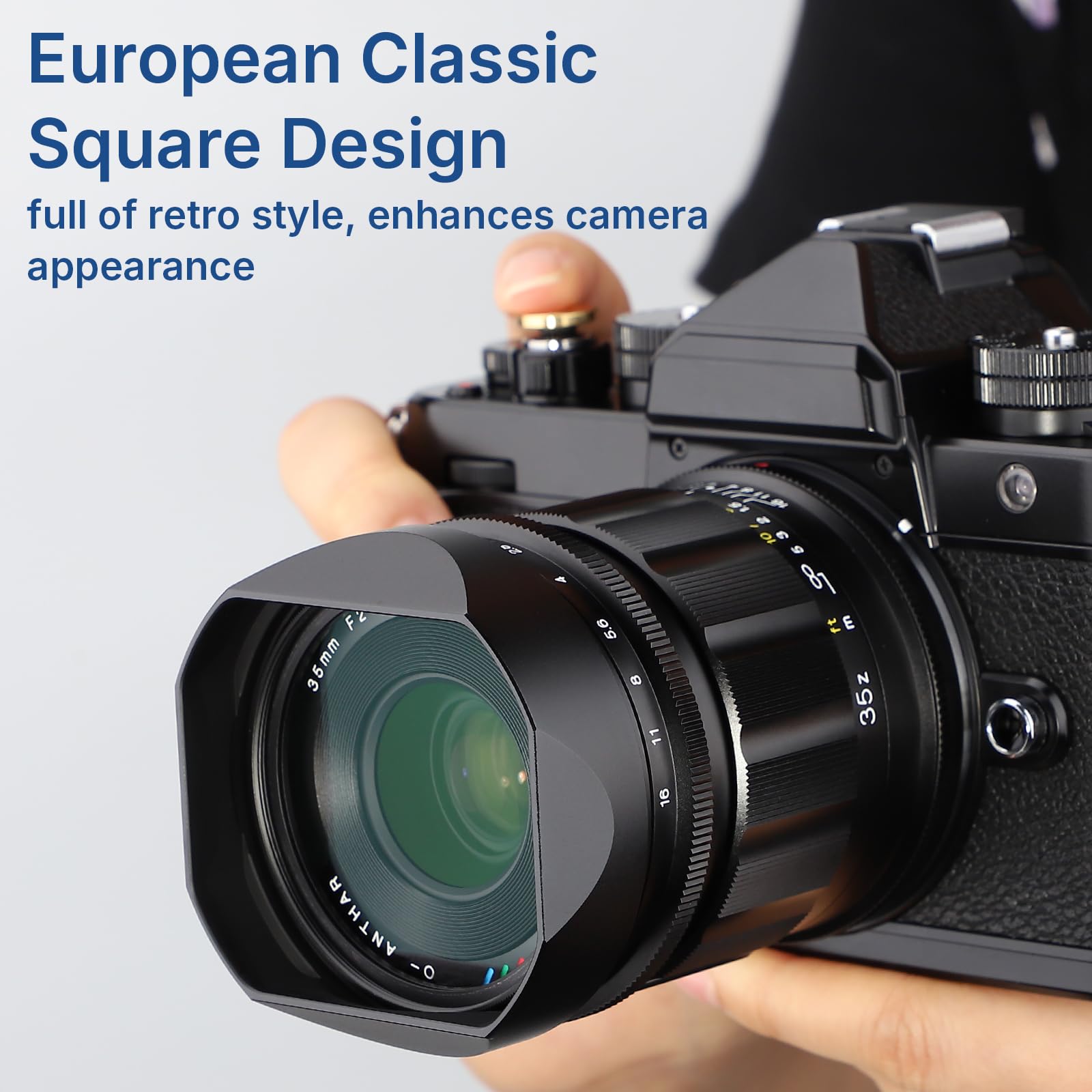 Haoge Pare-soleil carré en métal pour objectif Z 35 mm 50 mm f2 II pour Voigtlander APO-LANTHAR 50 mm 35 mm F2 Asphérique II Z Mount Accessoires d'objectif à baïonnette Noir, LH-35AAZ+Cap-35AAZ avec