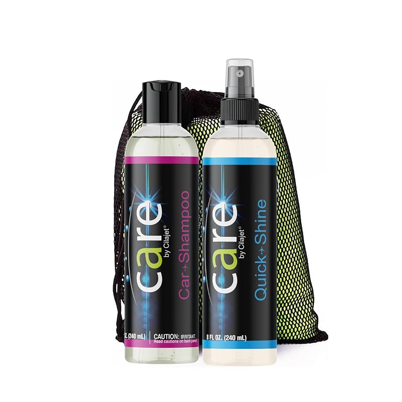 Kit de Limpeza Automotiva para Viagem Cilajet com Shampoo e Polidor Quick-Shine, 2 Toalhas de Microfibra