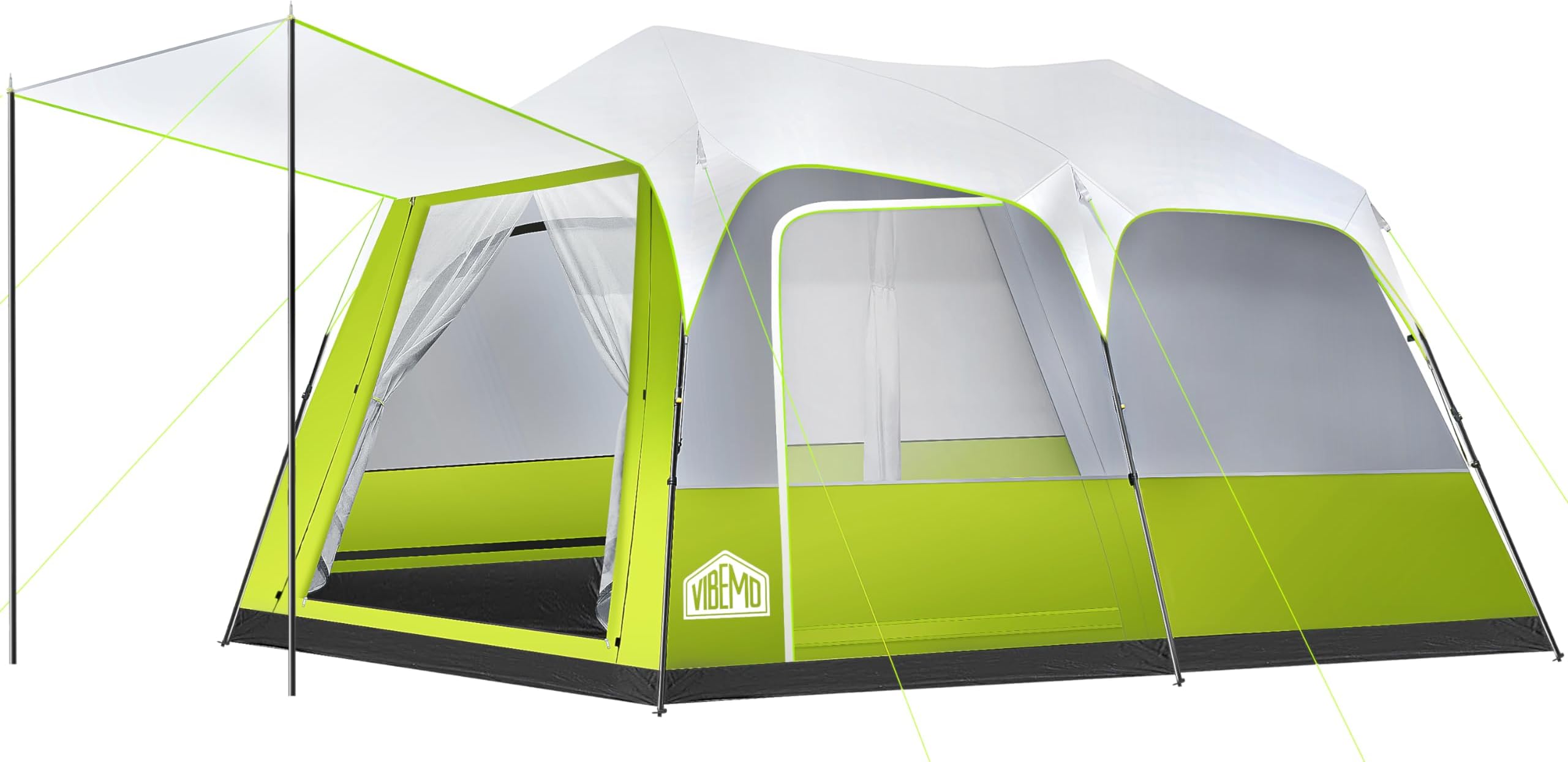 Vibemo 8/10 Person Instant Camping Tent, Pop-Up Family Tent for Instant Easy Setup, Spacious Interior, Includes Rainfly, Room Divider, Carry Bag, Backpacking Tents for Camping, Hiking, Sleepovers