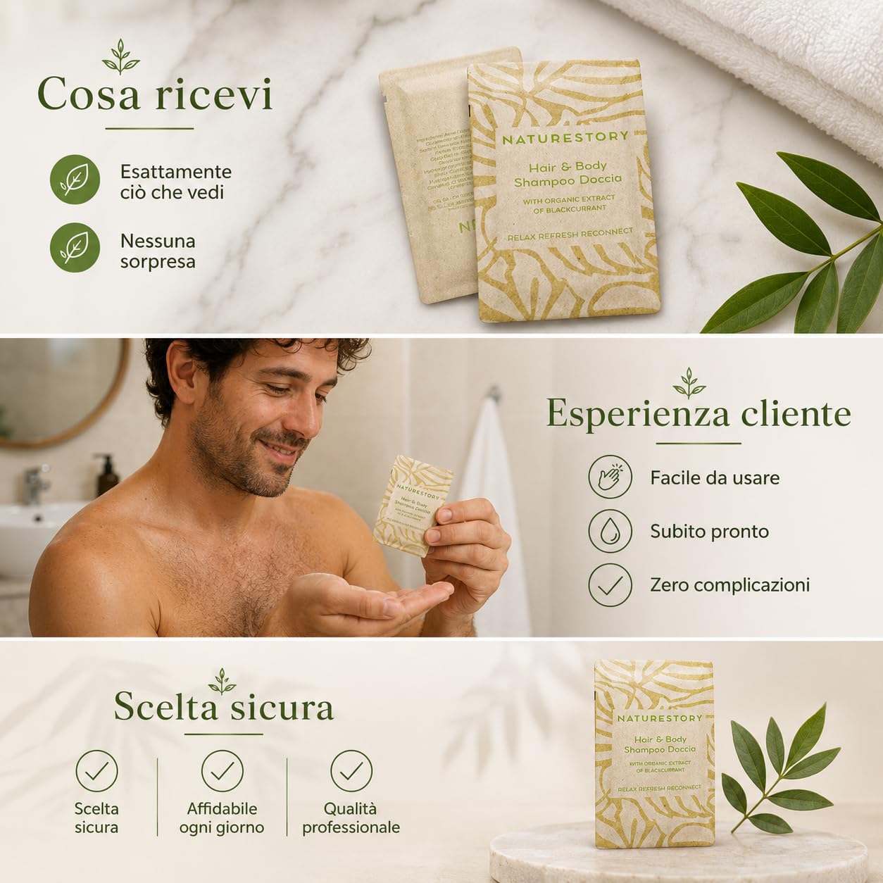MAQA 600uds Champú de ducha Hotel sobres 10 ml, champú de ducha monodosis línea cortesía para B&B, champú de baño gel de ducha desechable