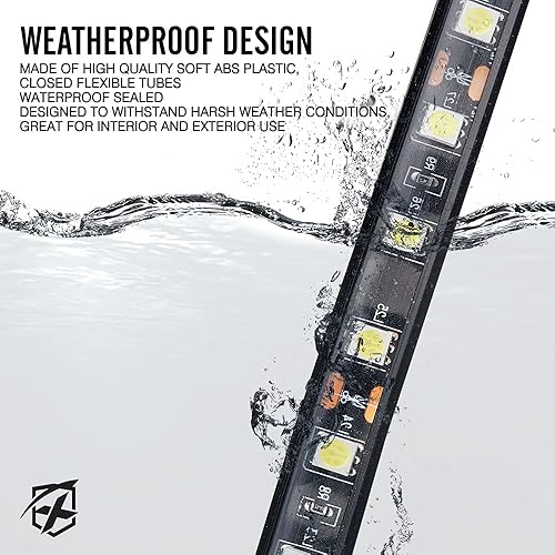 Miniatura 10 de Xprite Kit de tira de luces LED blancas de 60 pulgadas para caja de camión, barra de iluminación decorativa para camionetas de carga, cubierta