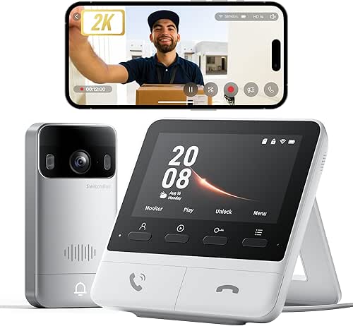 SwitchBot WLAN Türklingel mit Kamera, 2K Video Türklingel mit 4,3