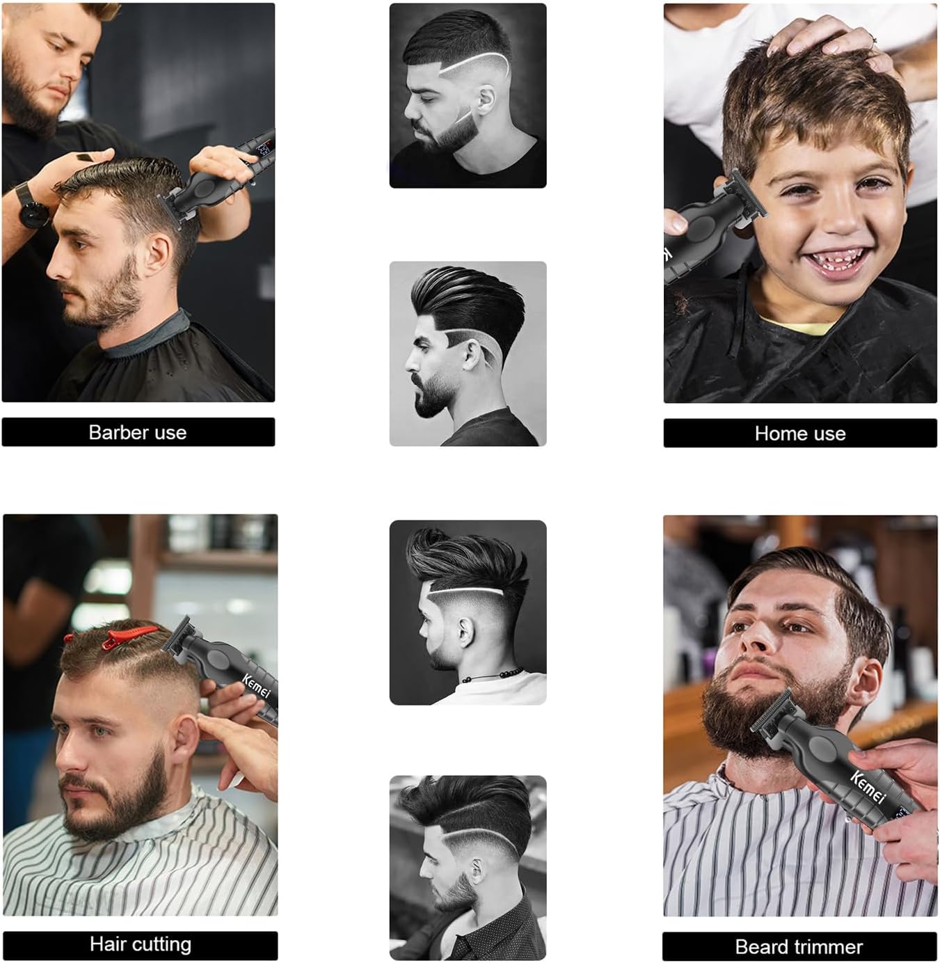 KEMEI Trimmer Professional Cordless Hair Clipper for Men Electric Beard Trimmers Barber Hair Cuttings Kit, Zero Gapped T Blade Trimmers with LCD Display, KM-2293, Black - Image 2