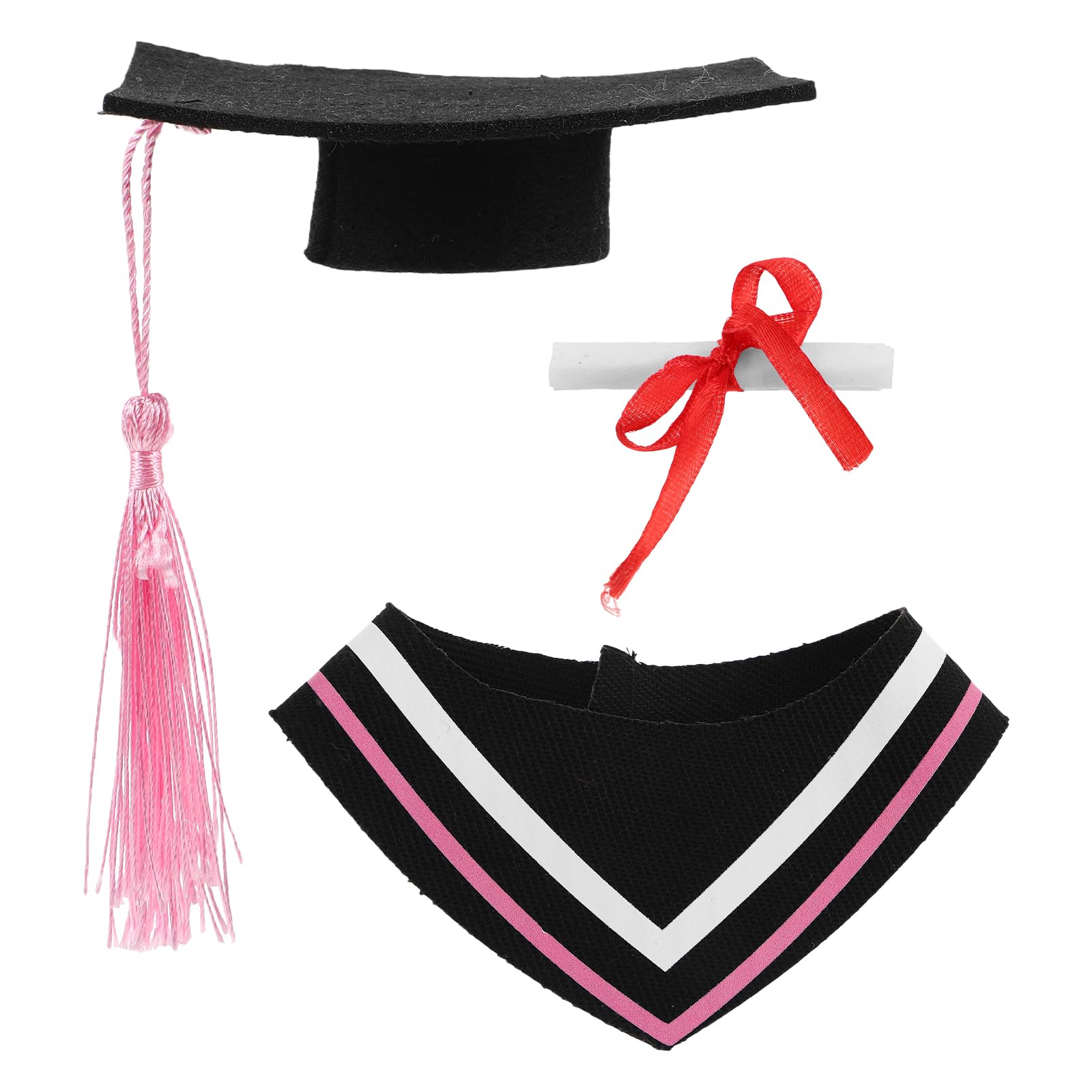 LOGOFUN Stuffed Animal Graduation Outfit Plush Bear Clothes Fits Grad Doll Costume with Cap Scarf Scroll for Celebration Party Favors - Pink