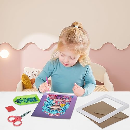 Miniatura 5 de Kit de pintura de diamantes para niñas de helado, arte de gemas 5D para niños, kits de pintura por números con marco, artes y manualidades, kits de
