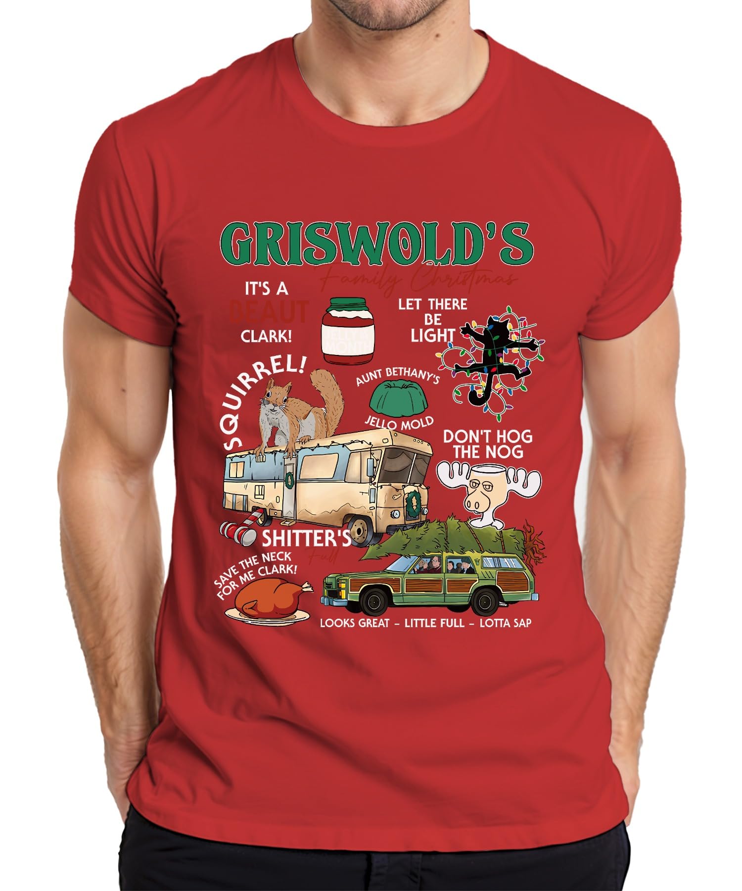 Printera Men's Red Griswolds Family Christmas Beautiful Gift Quotes - Christmas Xmas T-Shirt, M