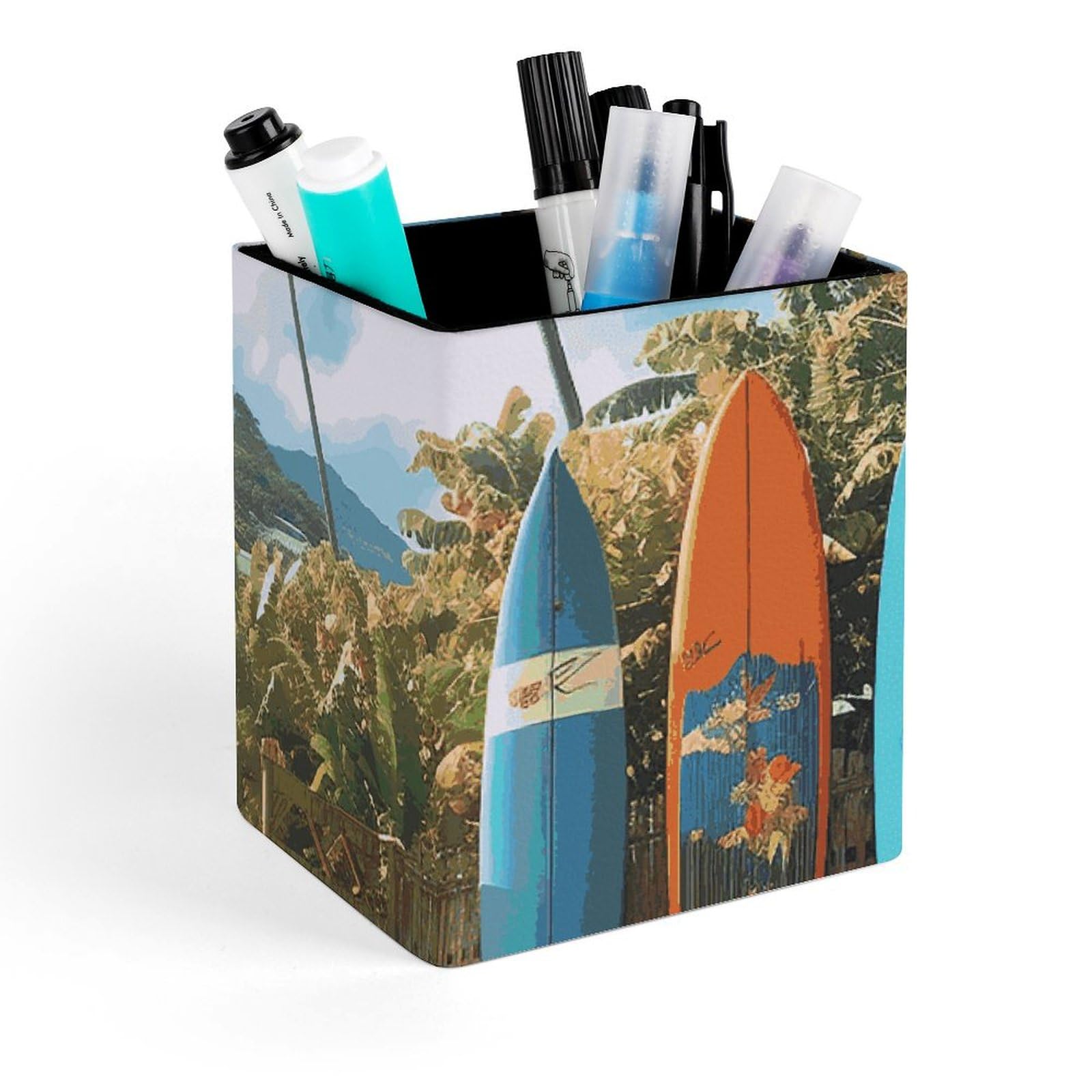 Porte-stylo carré cuir surf pour ranger un bureau encombré facilement