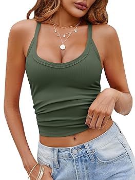 Imily Bela Womens Racerback Tank Tops Summer V Neck Ribbed