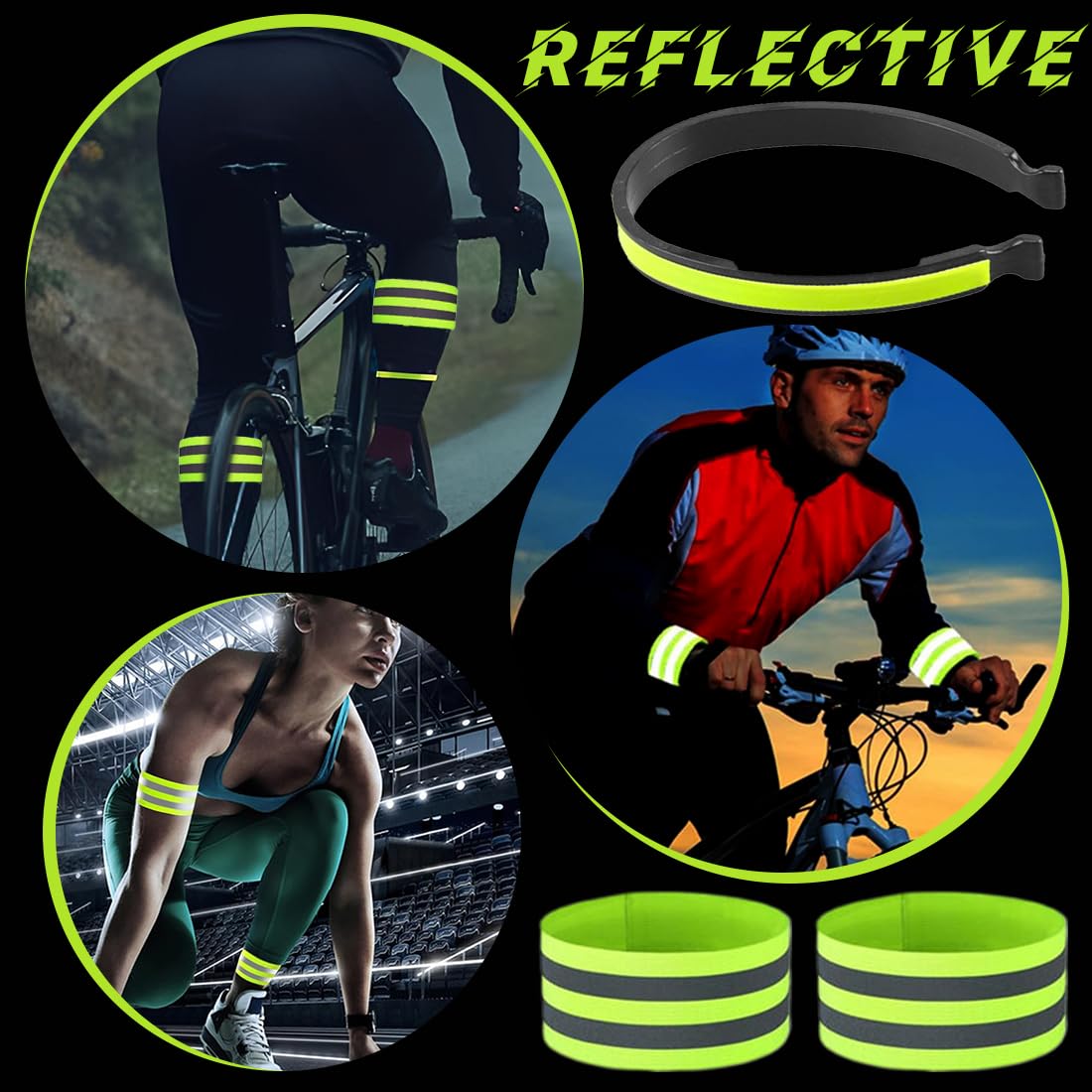 Bretelle Catarifrangenti per Bicicletta, Fermagli Pantaloni Riflettenti Universali in ABS