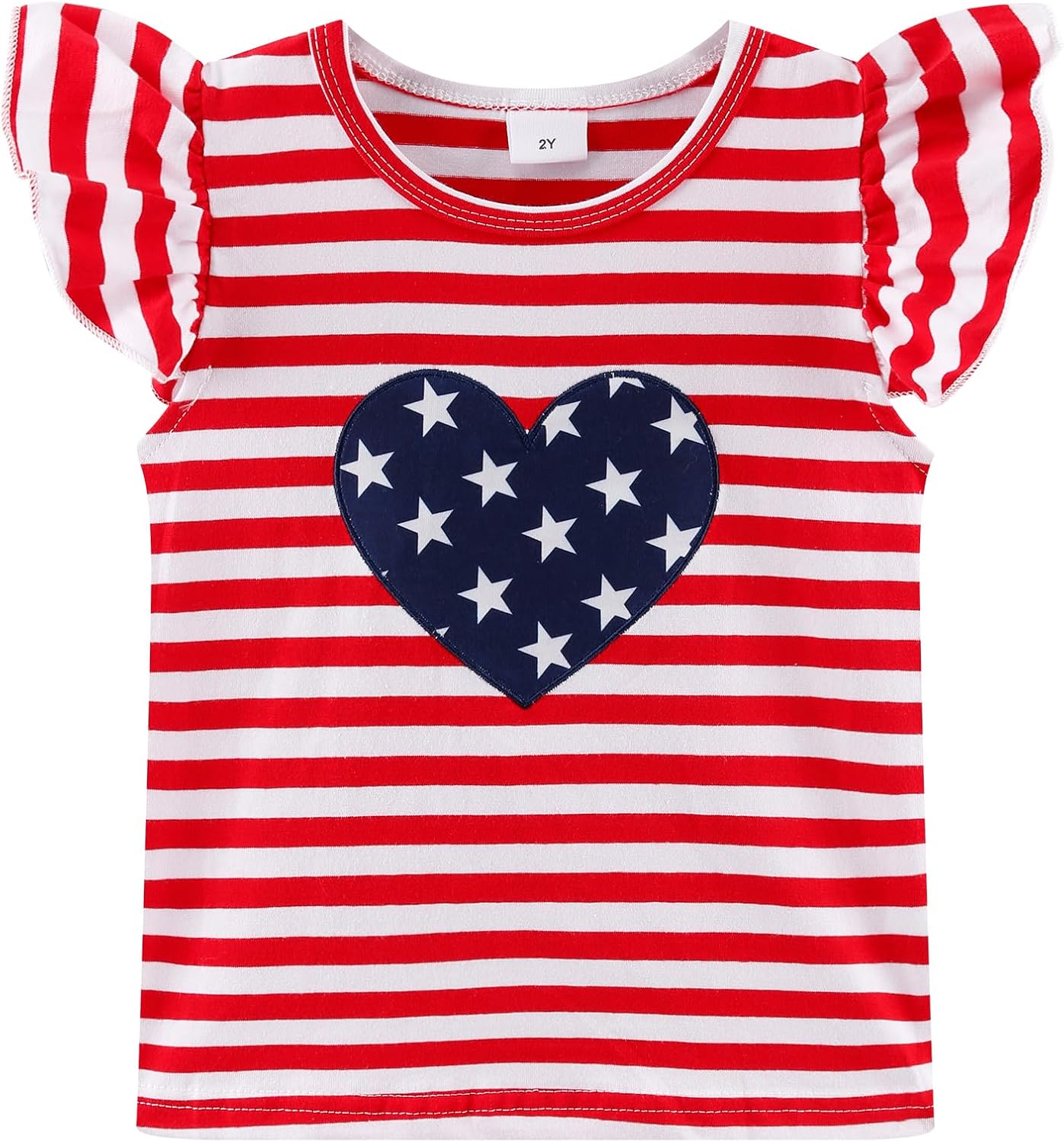 Girls Summer Outfits Toddler Baby Girls Short Sets 2 Piece Clothing Set Flutter Sleeve Shirt and Short 2-7 Years