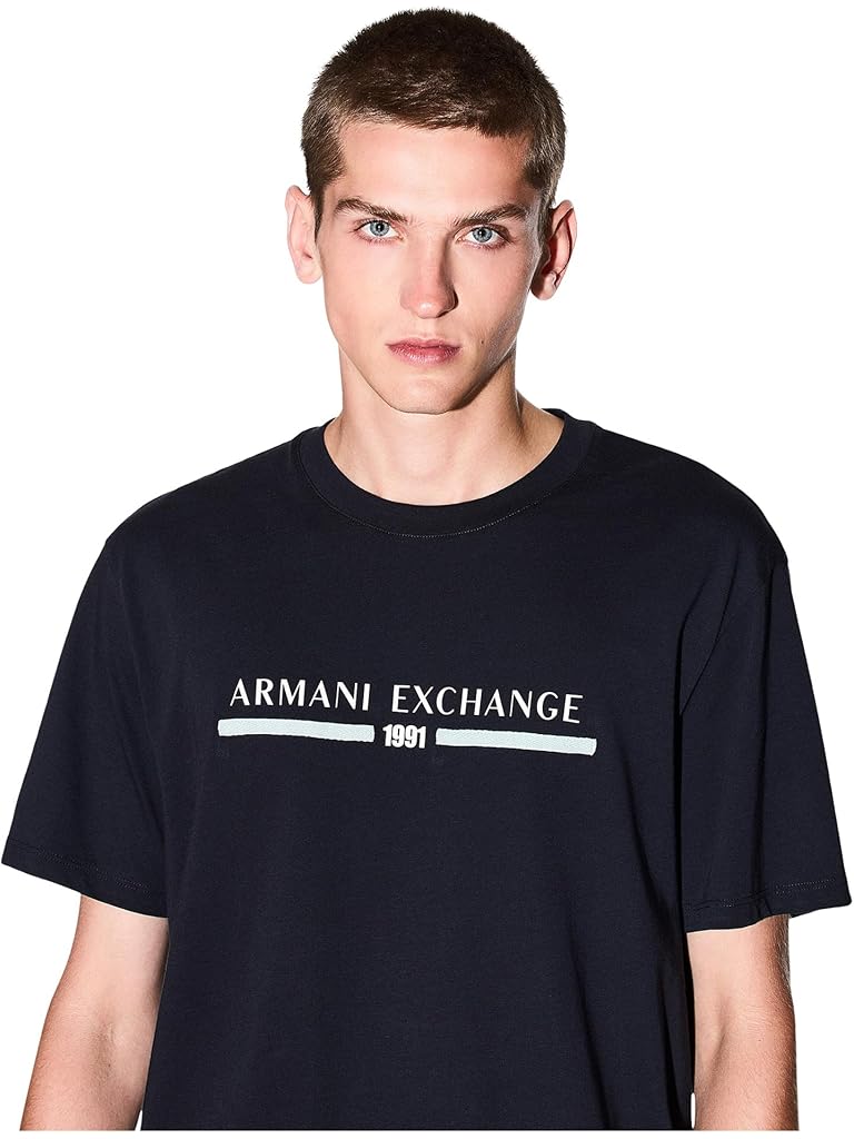 Navy Armani Exchange 1991 Chest Logo T-shirt