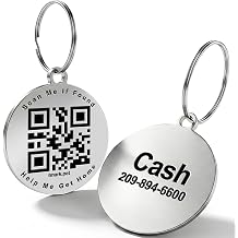 TechMark Personalized Dog Tags Custom Pet ID Tags with QR Code