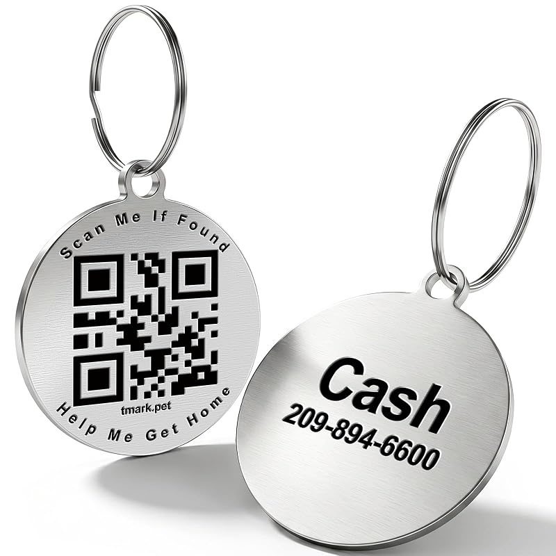 Plaquinha de Identificação para Cães Redonda Personalizada com QR Code TechMark, 1 unidade