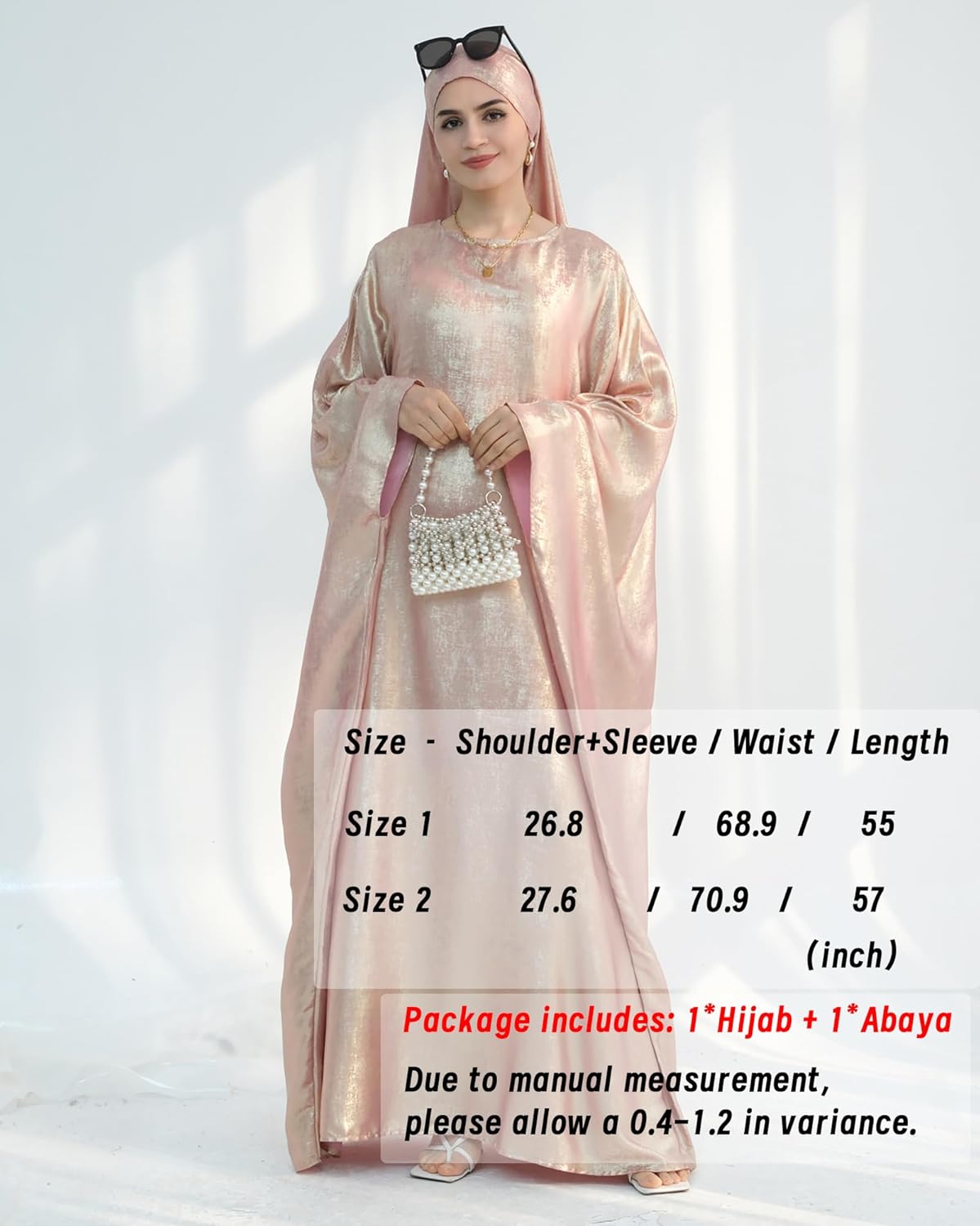 Luxury Dubai Style Abaya and Hijab Set, Breathable Modest Prayer Dress with Belt Loose Fit Muslim Robe - Image 3