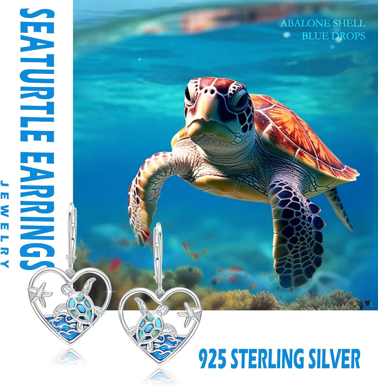 Seahorse Turtle Earrings S925 Sterling Silver Ocean Seahorse Sea Turtle Drop Dangle Earrings Beach Jewelry for Women, Best Friend, Daughter, Birthday, Christmas Gifts - Image 4