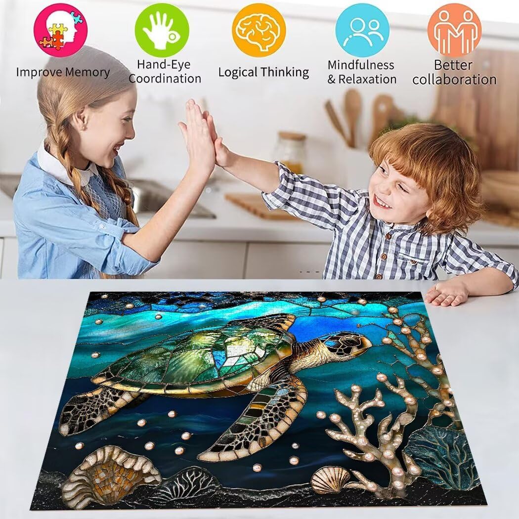Puzzle zwierzęce Puzzle 3000 sztuk żółwie morskie układanki dla dorosłych DIY klasyczne drewniane gry, wysokiej jakości drukowanie układanki zabawki, litery z tyłu układanki, do dekoracji domu prezent