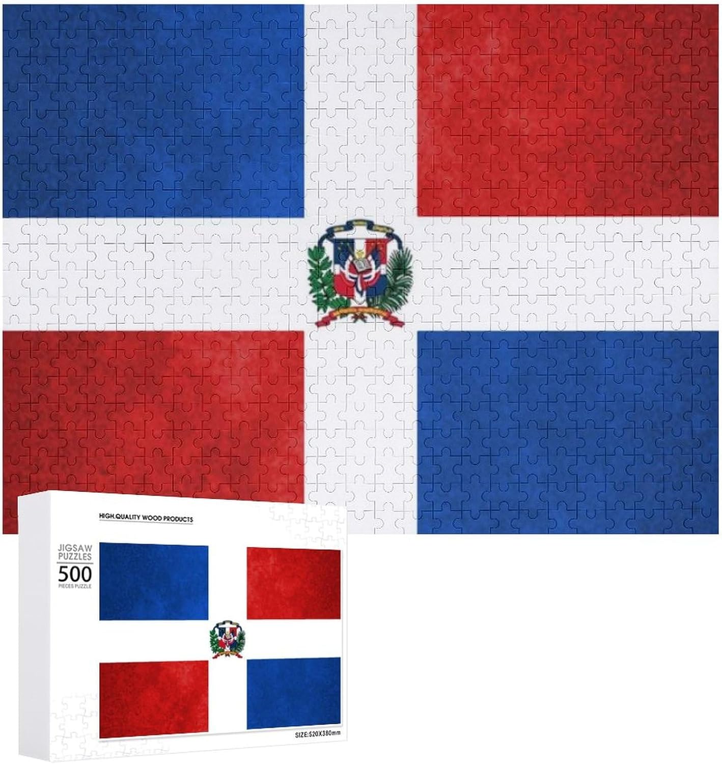 Texture Dominican Republic Flag Jigsaw Puzzles Wooden Jigsaw Puzzles Family Puzzles Adult 500/1000 Piece