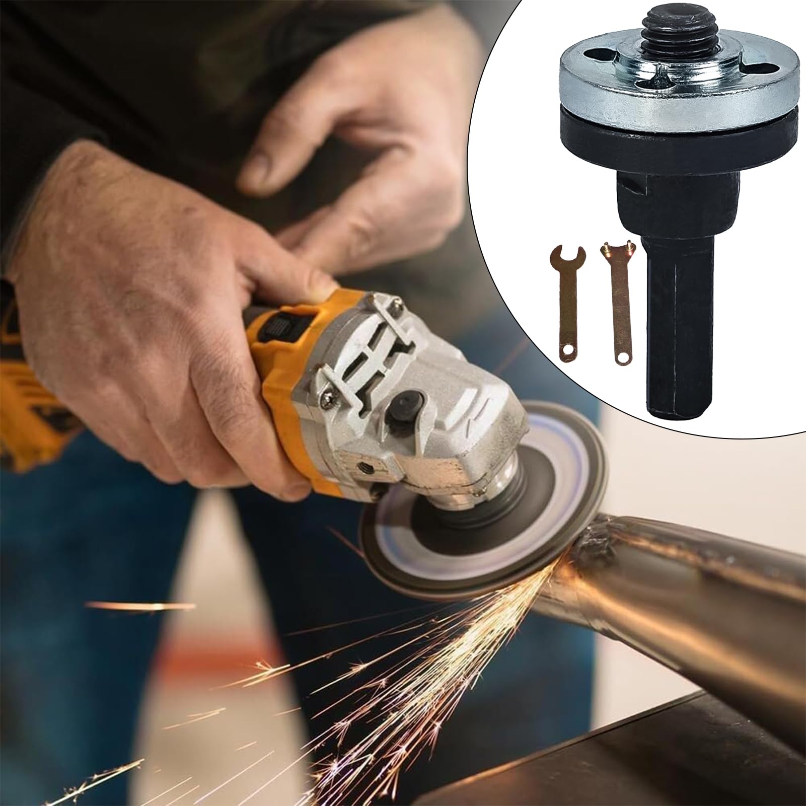 Set di Collegamento per Trapano Smerigliatrice Angolare,Adattatore Per Smerigliatrice Angolare Con Chiave - Accessorio Regolabile Per Dischi Abrasivi Su Metallo Legno Pietre