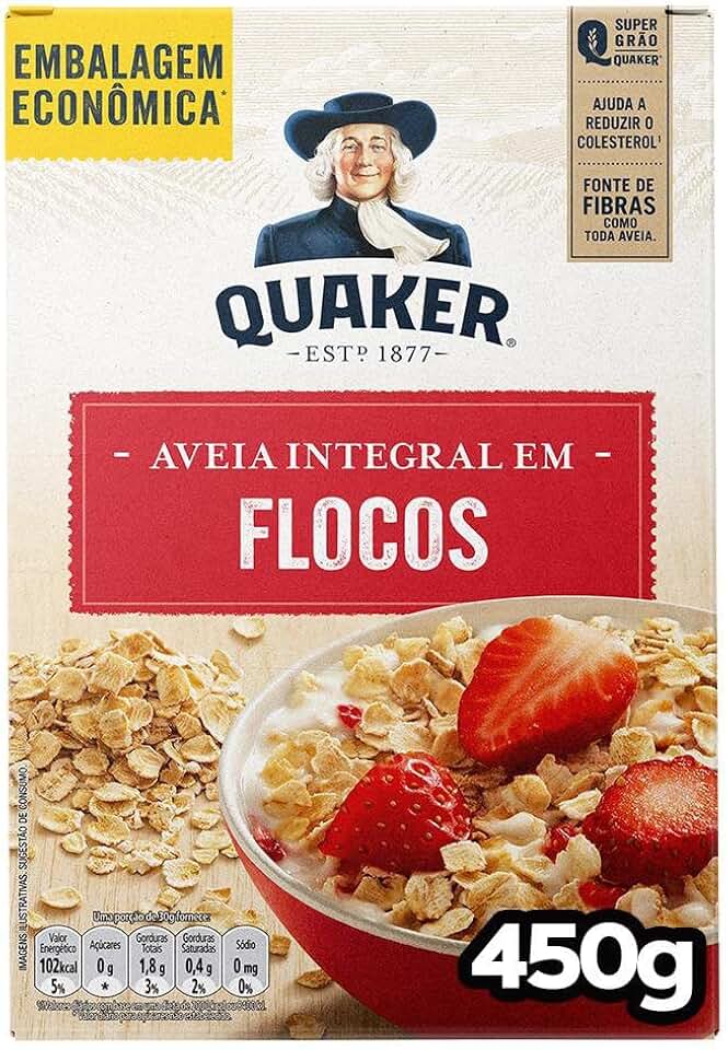 Aveia Em Flocos Regulares Quaker Caixa 450G Embalagem Econômica