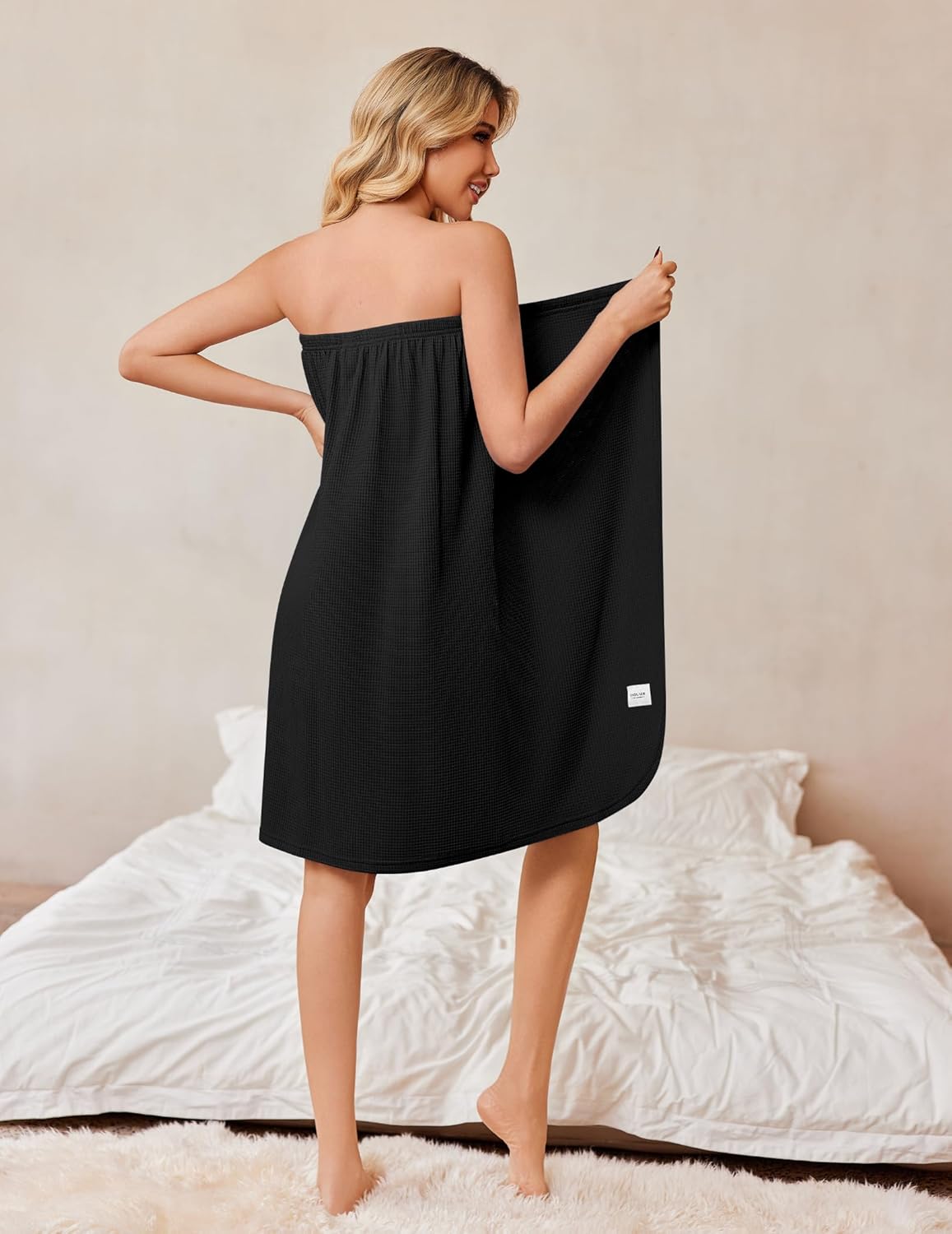 Ekouaer Waffle Robes For Women Bath Wrap Lightweight Shower Wrap 2026 Knee Length Spa Robe with Adjustable Closure S-XL - Image 5