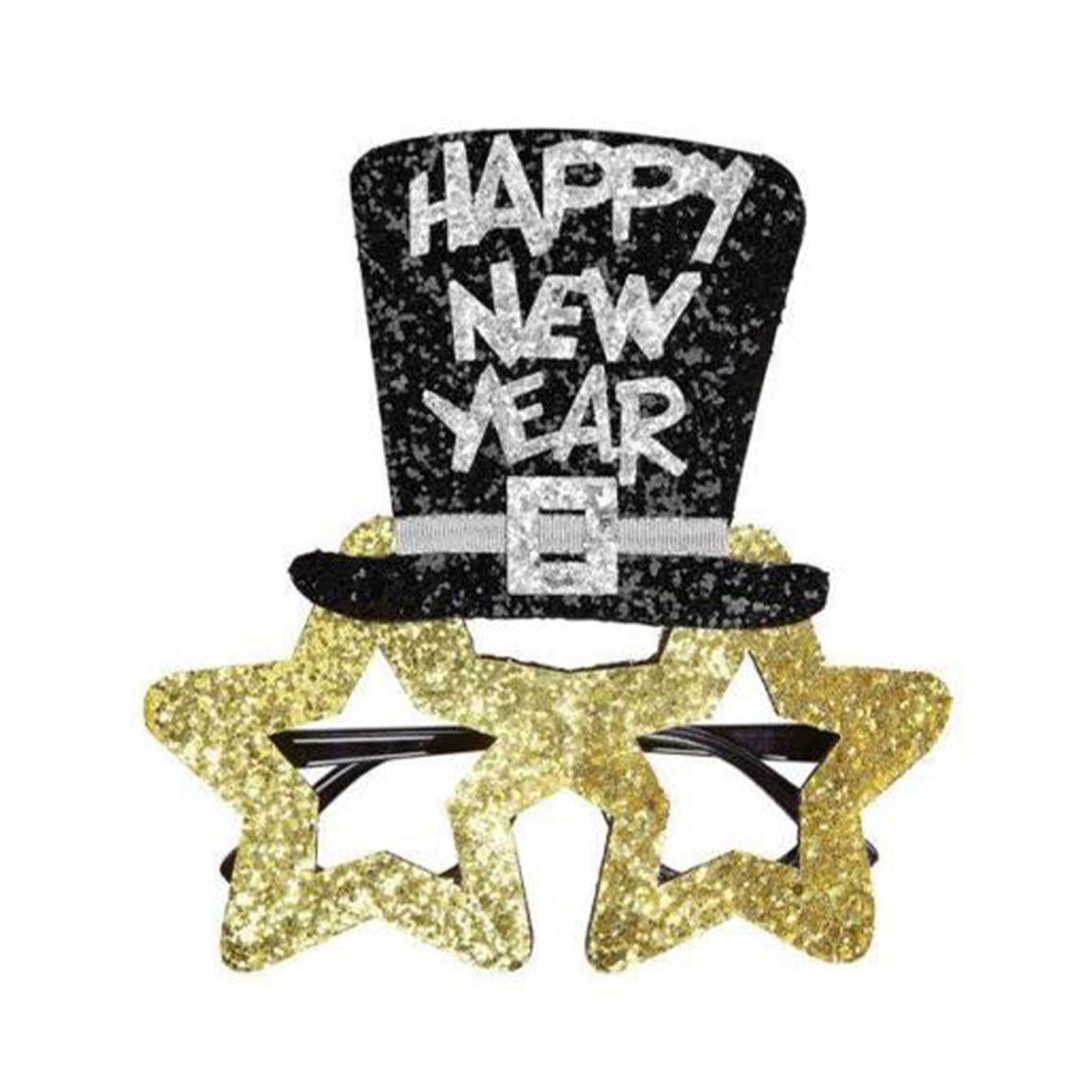 Soochat Happy New Year Eyeglasses New Year Eve Hat Shaped Glasses Photo Booth Props Eyeglasses for New Year's Eve Party Decors