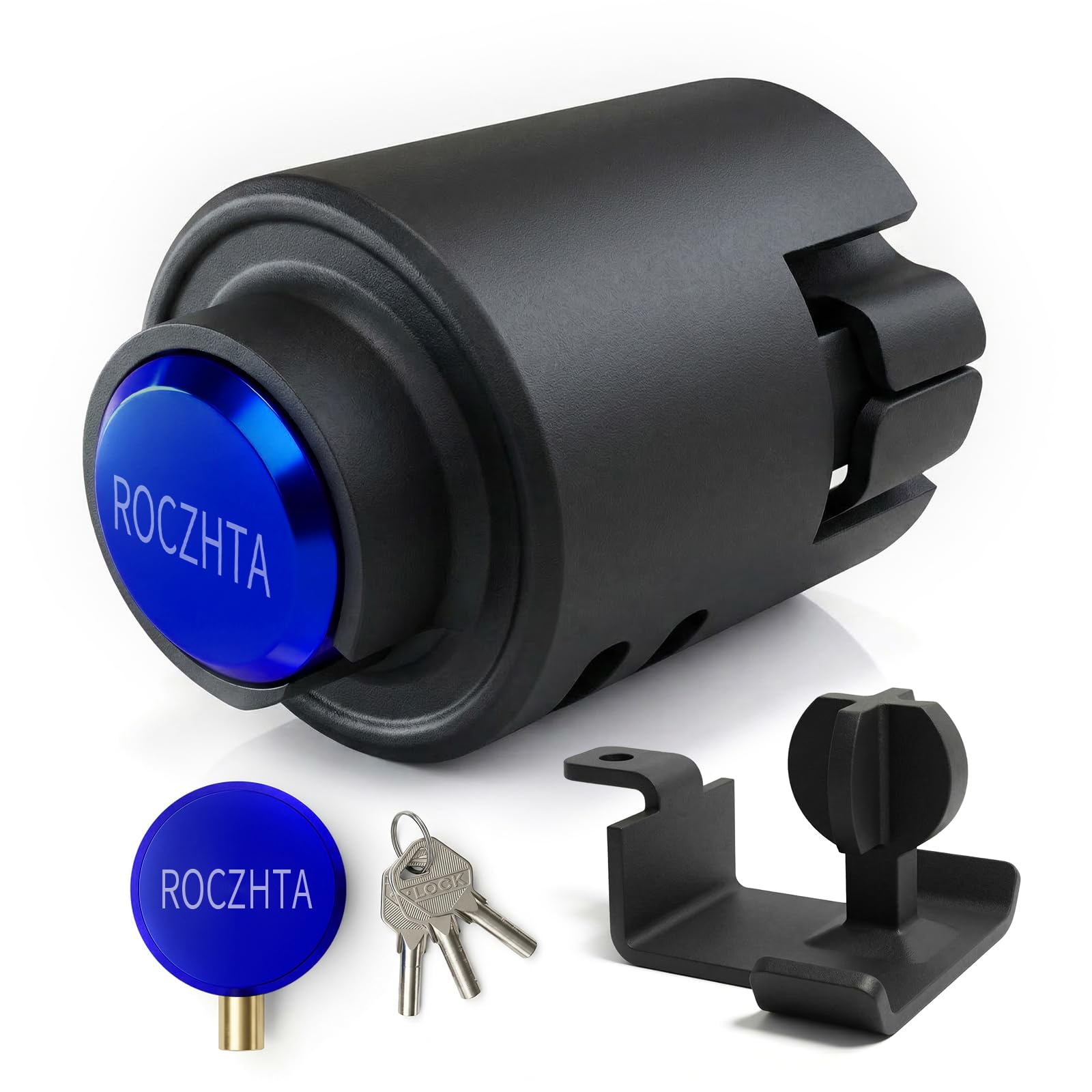 Photo 1 of 2-5/16" Heavy Duty Trailer Hitch Lock - Ball Coupler& Built-in Safety Chain Storage, Anti-Theft & Anti-Pry for RV//Boat/Truck/Motorcycle/ATV/UTV//Cargo/DumpTrailer Tongue Lock Secure Design (Blue)