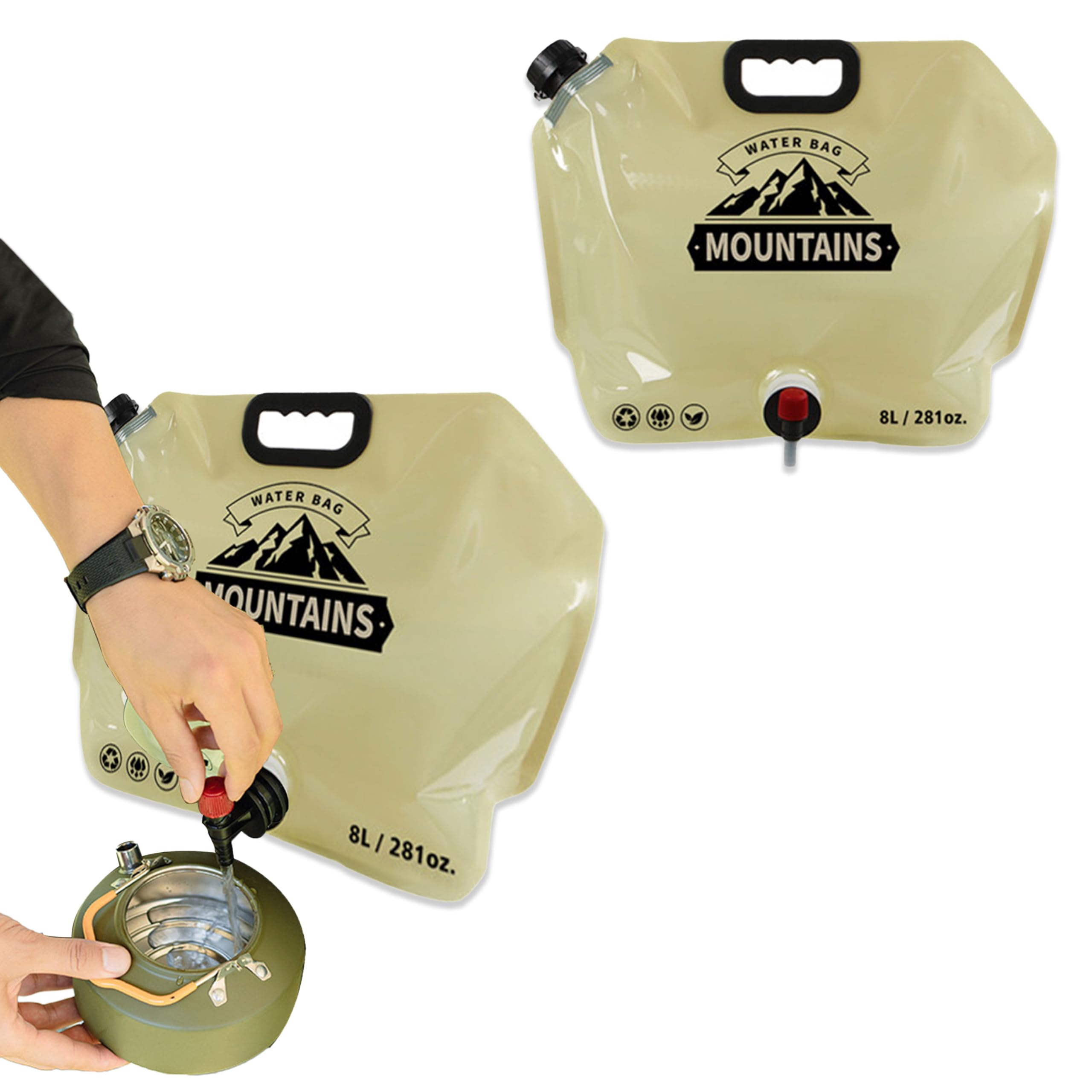 Kraptick Camping Water Bag – Compact & Easy-to-Carry Hiking Water Container for Travel and Emergency Water Storage – Durable, Outdoor Hydration Solution (Light Green) (Capacity 8L)-image-13