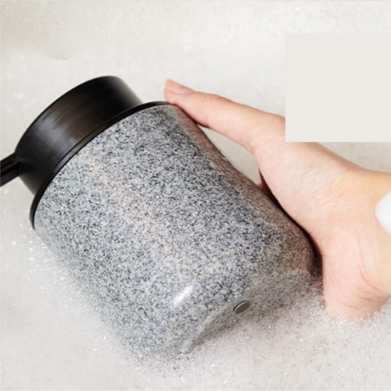 Seifenspender für Handwäsche, Keramik-Seifenspender, einfach zu drücken, mit Pumpe, Dekor für Badezimmer, nachfüllbarer Flüssigkeitsbehälter (schwarz)