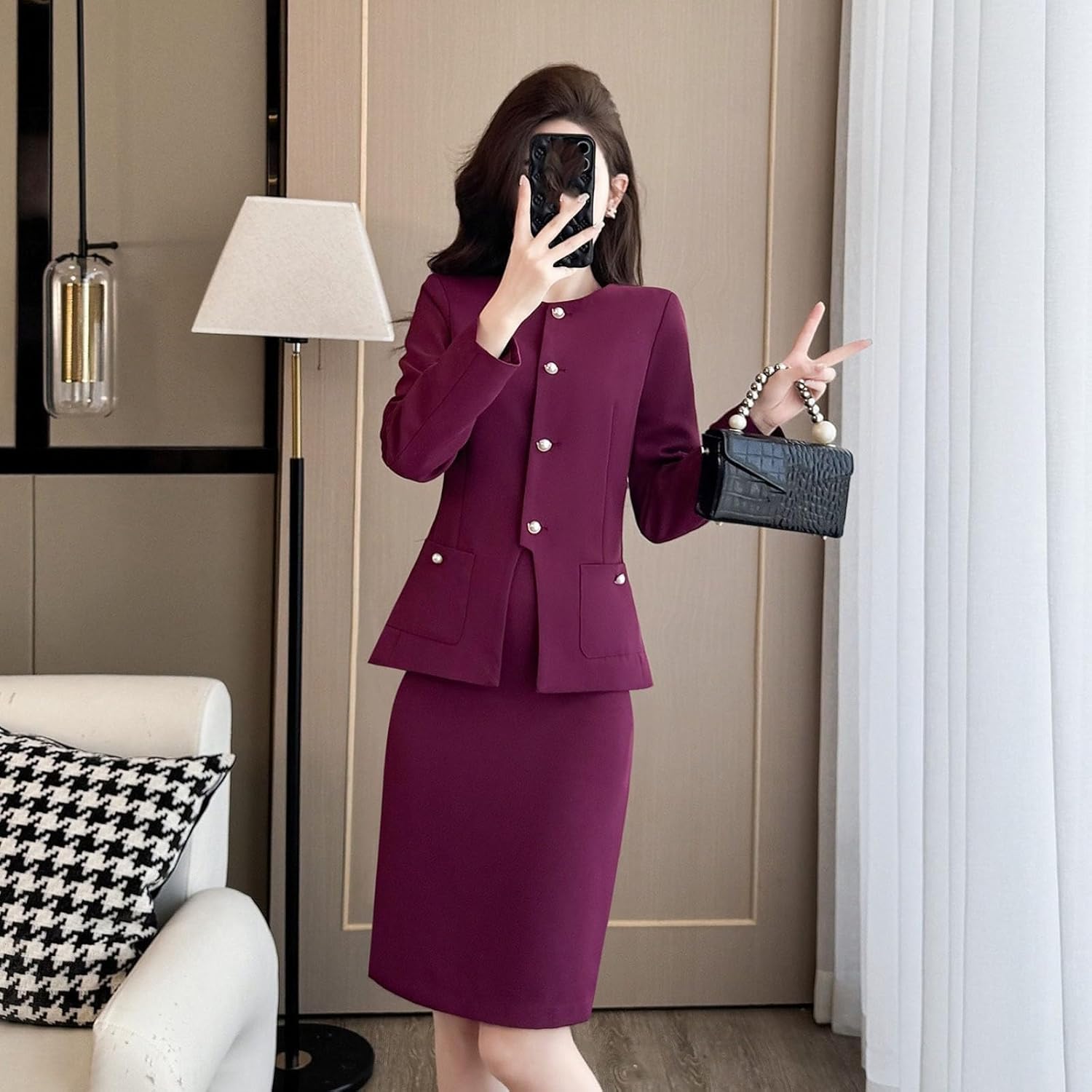 Women's Spring Tapered Waist Uniform Suit Set for Office