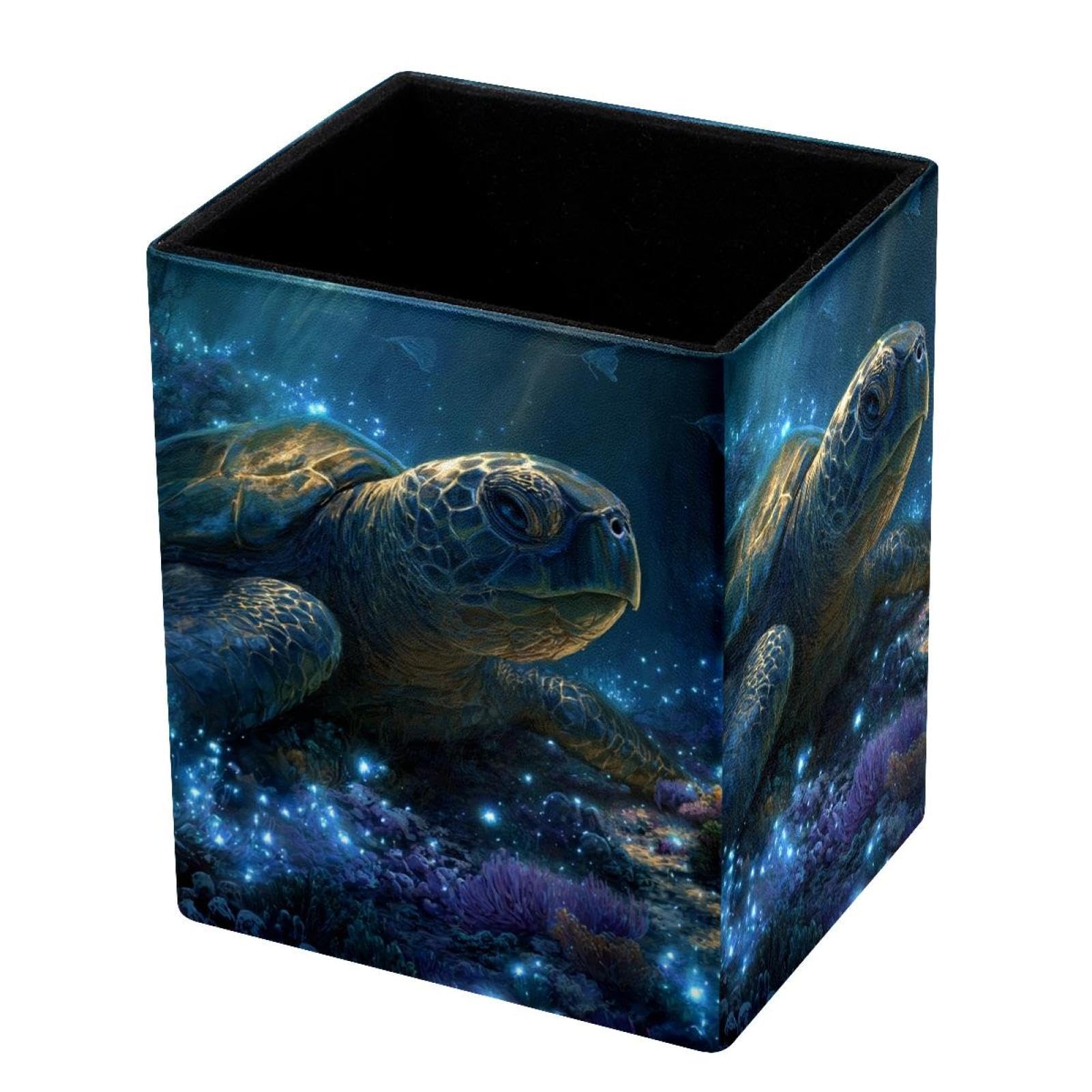 VAPOKF Pencil Holders for Desk, Sea Turtles Printed Pen Holders Pen Pot Makeup Brushes Storage Desktop Stationery Supplies Organiser for Home Office