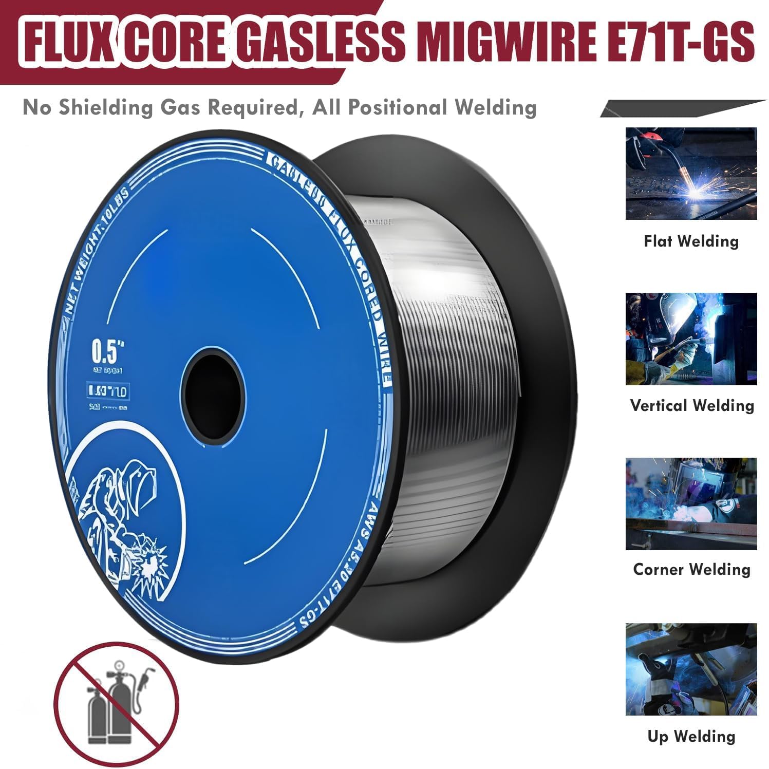 Solido filo per saldatura MIG – E71T-GS 0,1 cm in acciaio dolce MIG – per tutte le posizioni saldatura a gas infrangibile ABS bobina 0,8 mm 1 kg confezione da 3