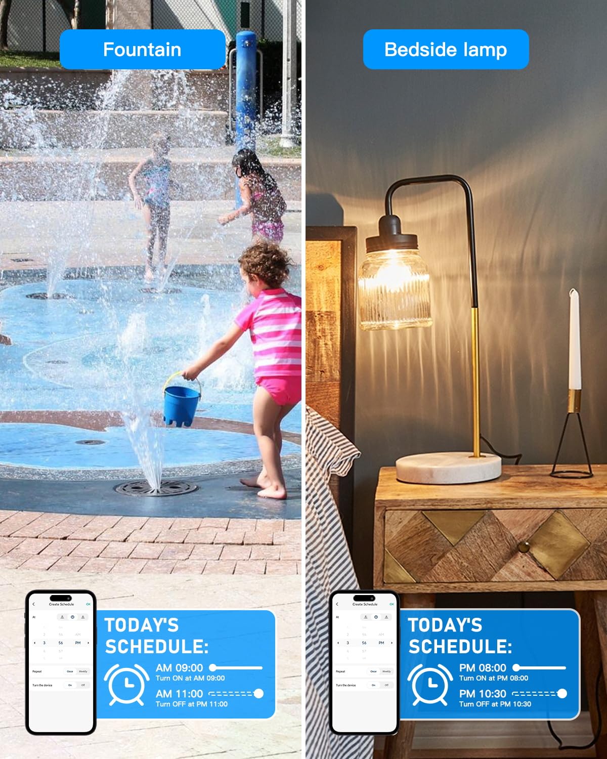 GreenSun Extérieures Connectées Étanches IP44 - Prises Connectées WiFi avec Suivi de Consommation Programmateur Minuteur Contrôle à Distance via VeSync Alexa Lot de 2 Prises