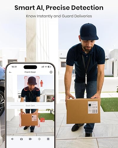 Miniatura 4 de Timbre de puerta inalámbrico, timbre de video de doble lente 2K con timbre, Cemera de seguridad al aire libre con detección humana inteligente AI,