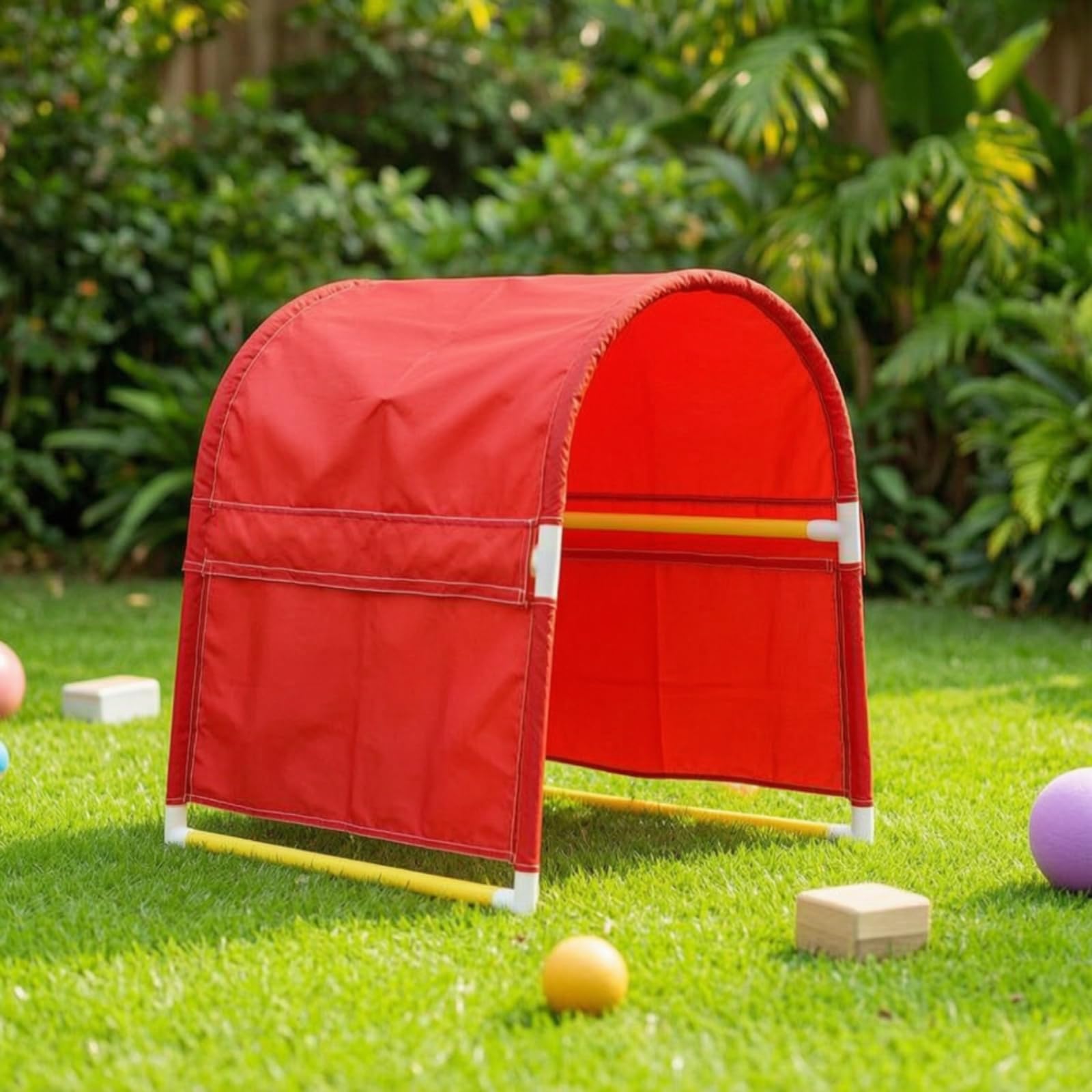 Children Training Tunnel Krabbeltunnel Spieltunnel Bewegungstunnel Motorikbogen mit Leichtem PVC-Gestell Und Textilbezug für Motoriktraining Und, Orange