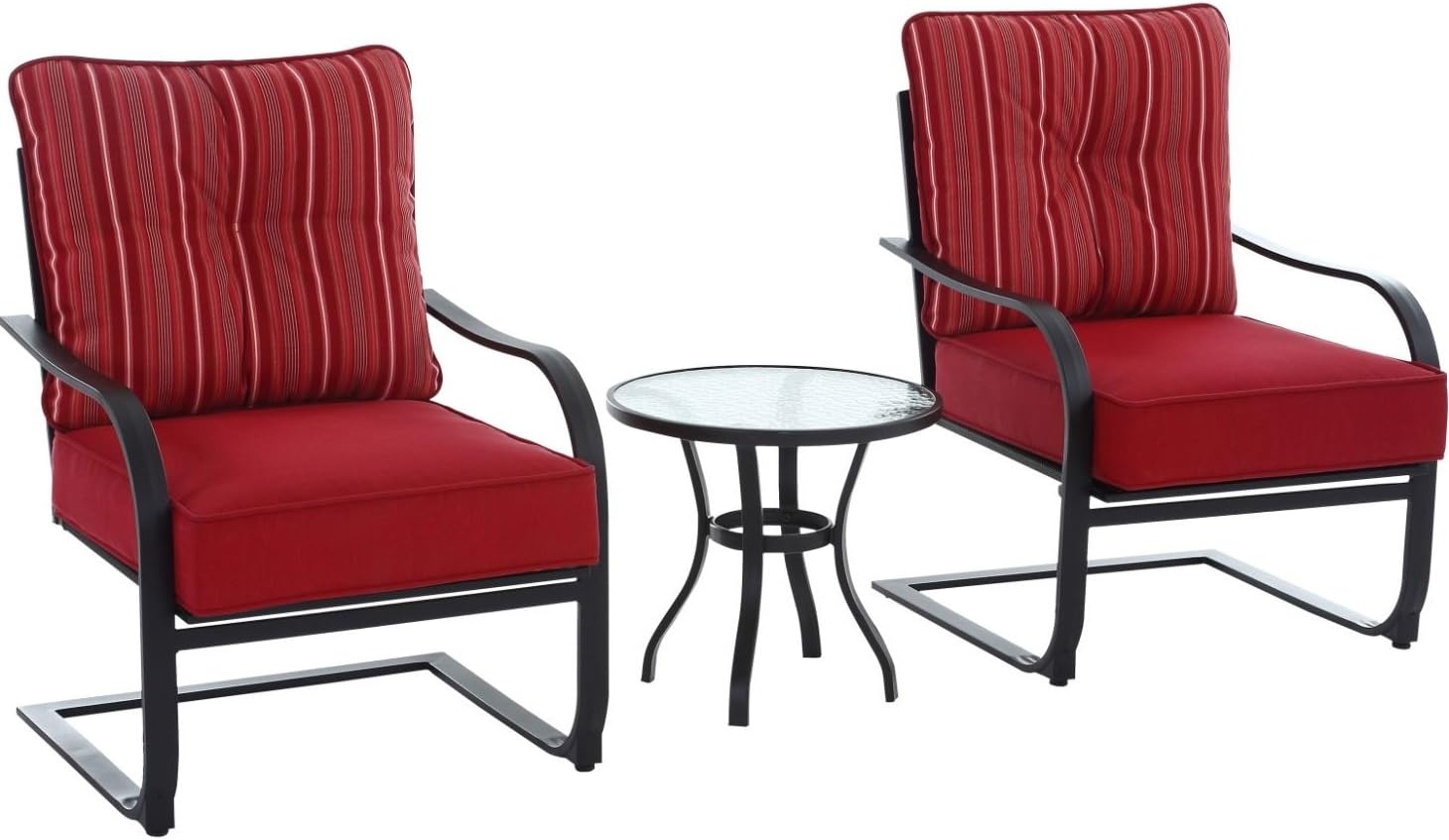 Small Patio Furniture Set 3pc Outdoor Chat Chairs Glass Top