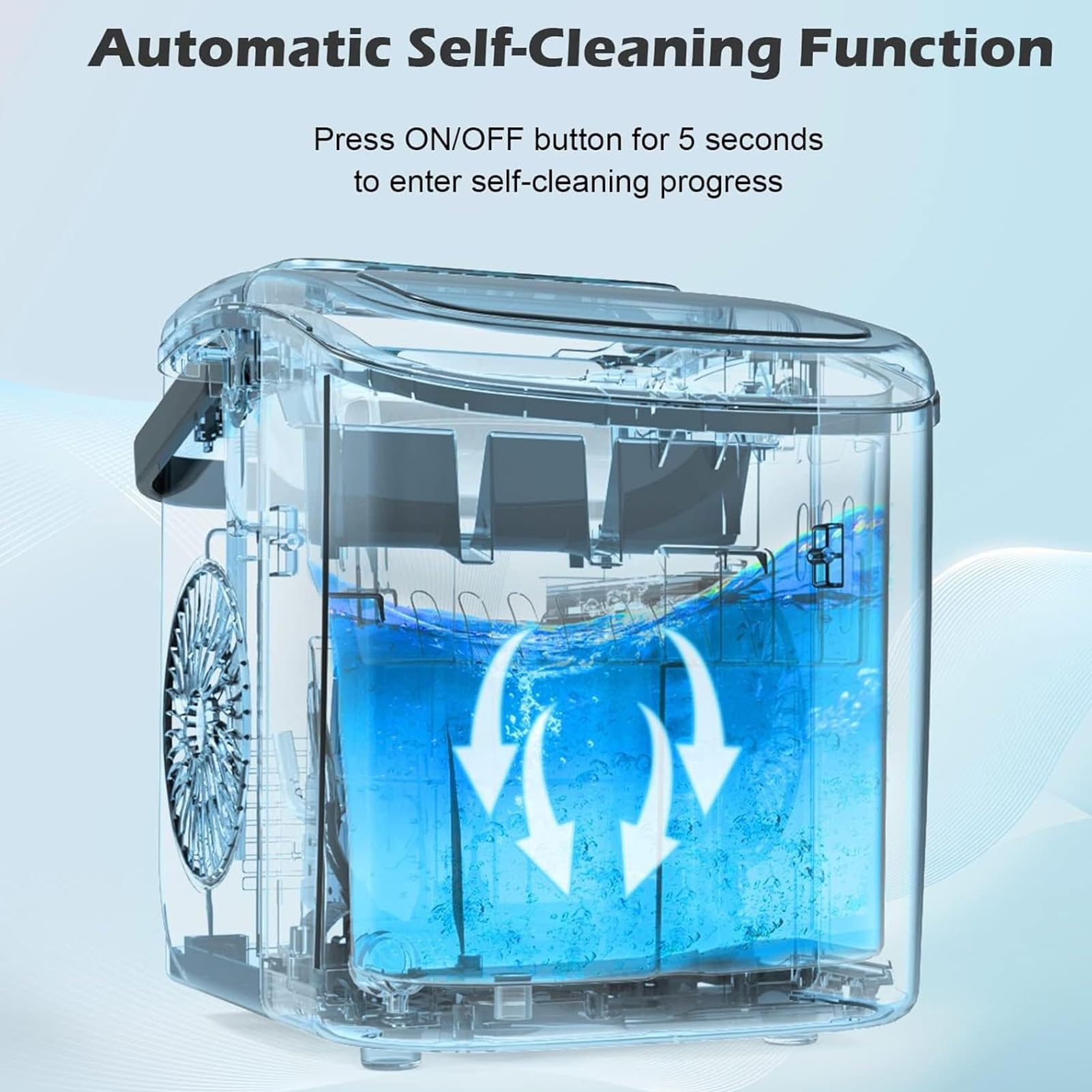 Encimera portátil máquina hacer hielo cuchara cesta for hielo,for hogar | Máquina de hielo autolimpiante, 12 kg en 24 h, hielo listo en 6 minutos, 2 ajustes de tamaño, for cocina/oficina/bar