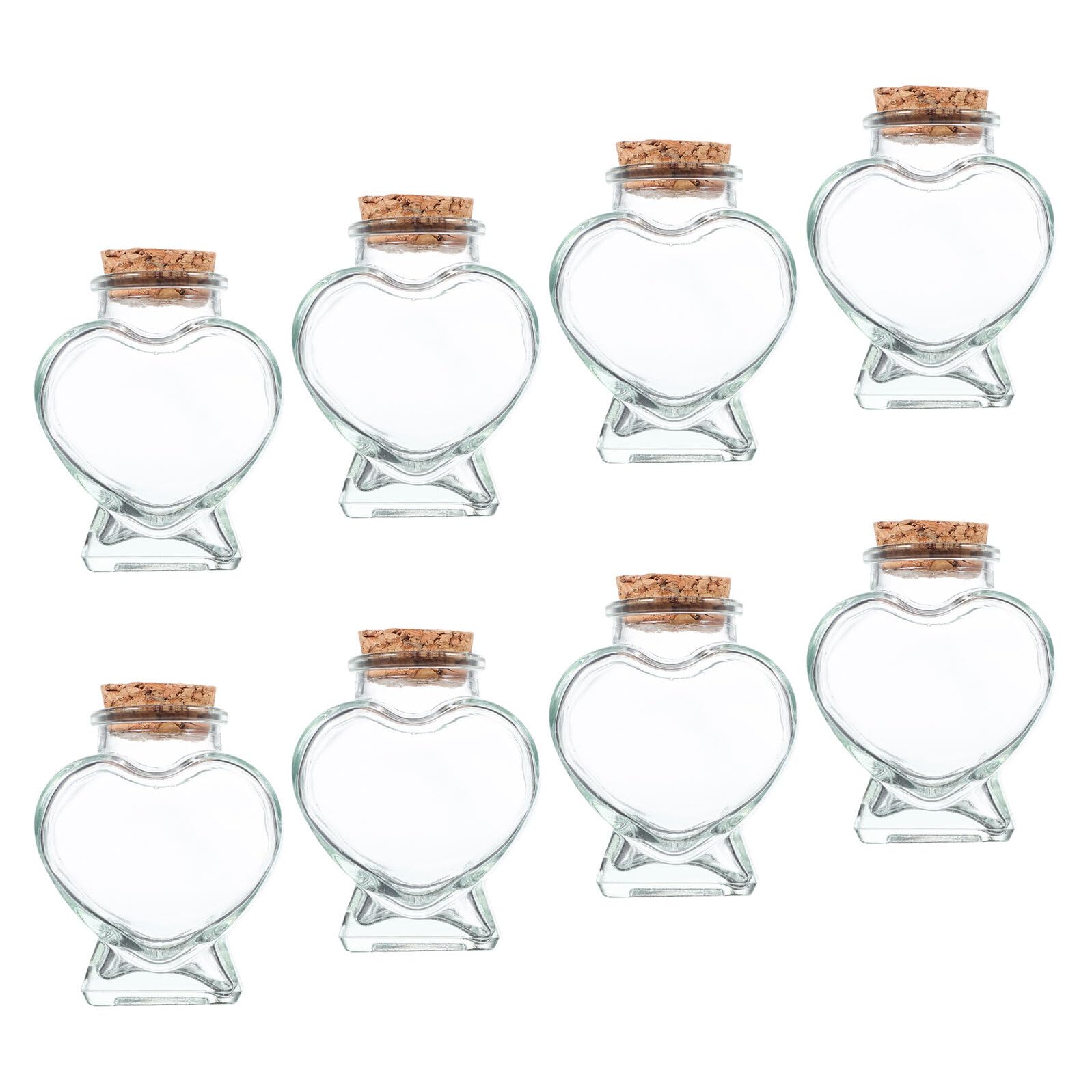 Ciieeo 8 Pezzi Bottiglie in Vetro Forma Cuore con Tappo Sughero Contenitori Trasparenti per Caramelle Messaggi e Decorazioni Mini Barattoli Versatili per Feste e Organizzazione