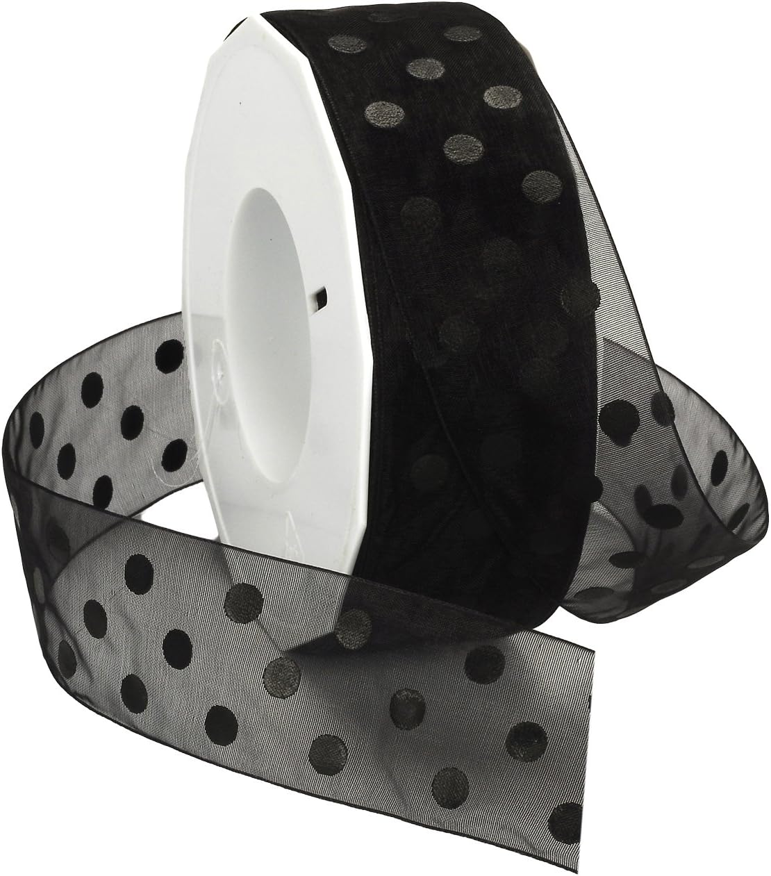 Morex Ribbon Sheer Dots 1-1/2-Inch Ribbon with 50-Yard Spool, Shocking Pink (92009/50-616)